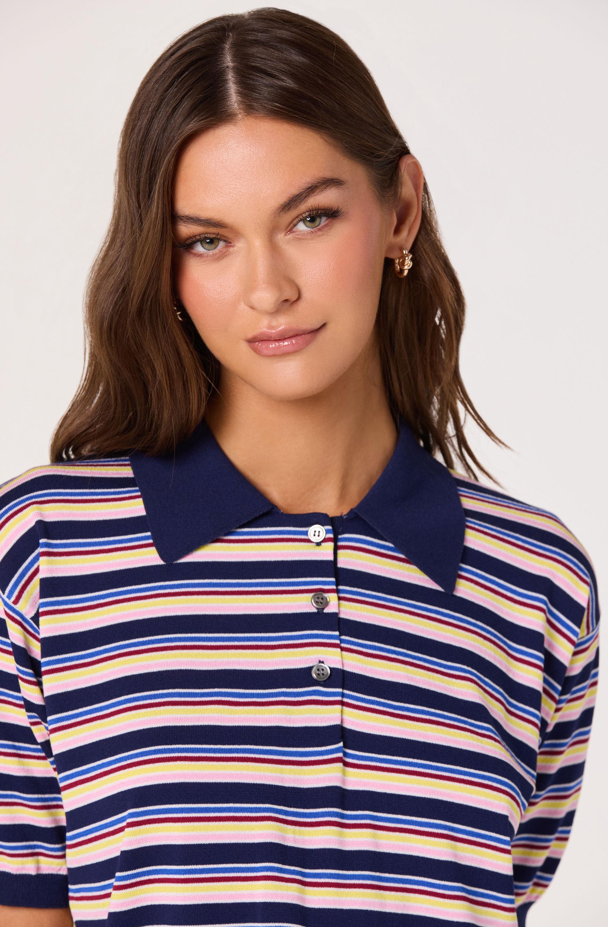 Scottie Striped Knit Polo Sweater