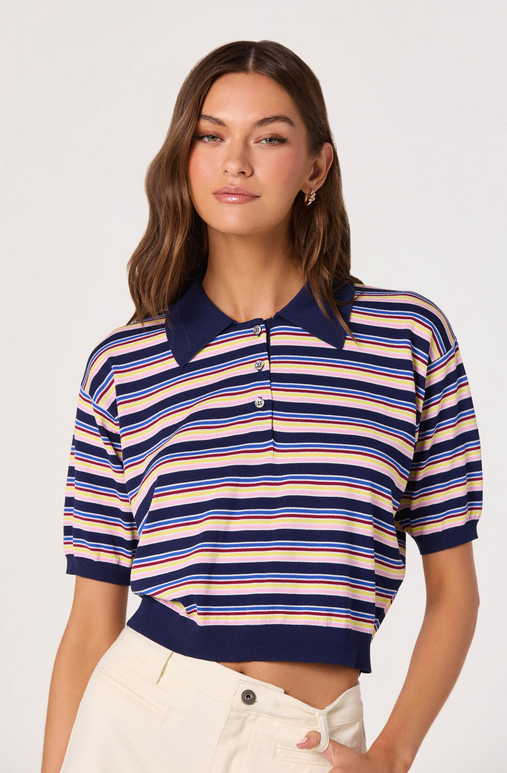 Scottie Striped Knit Polo Sweater