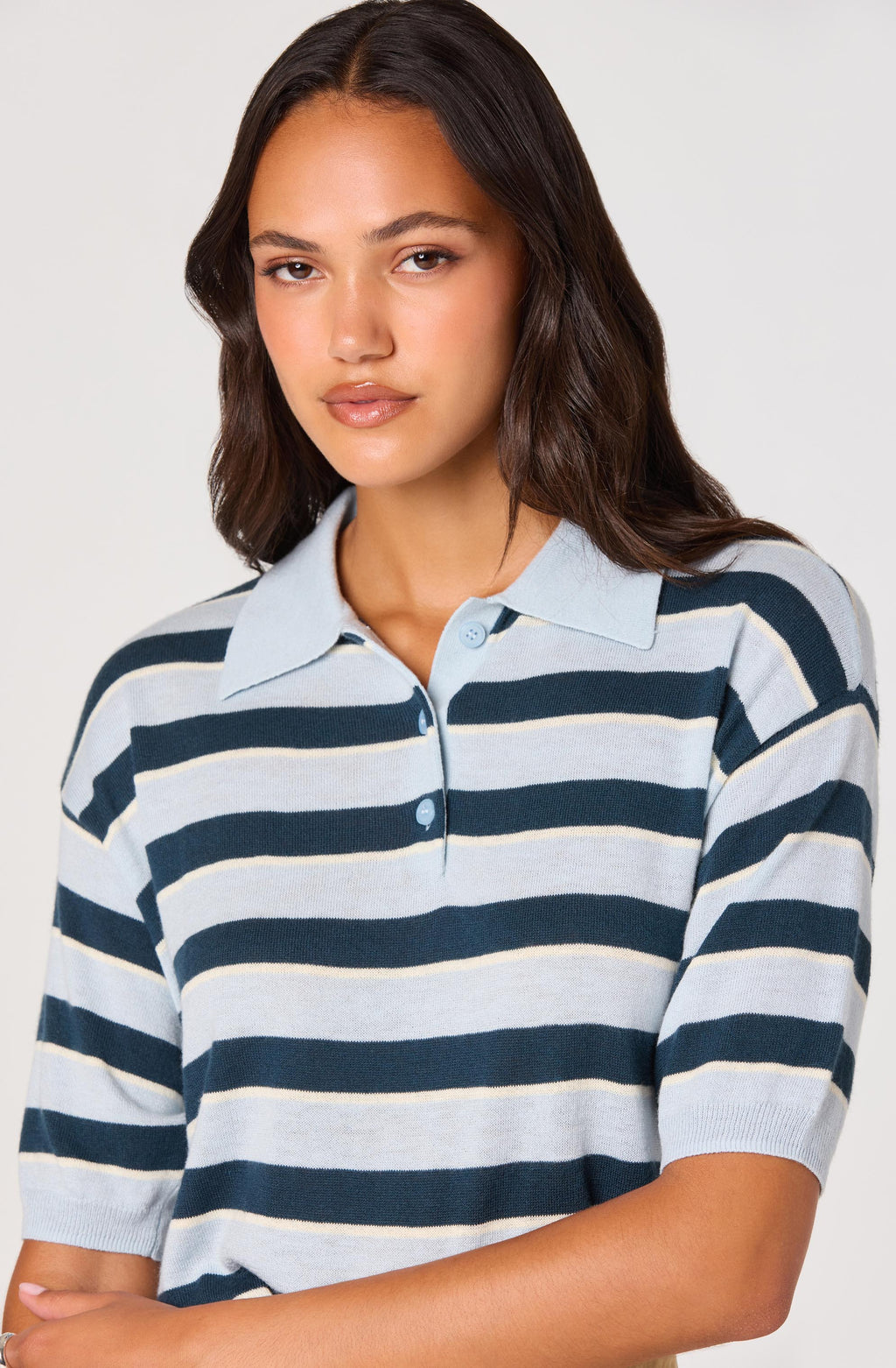 Scottie Striped Knit Polo Sweater