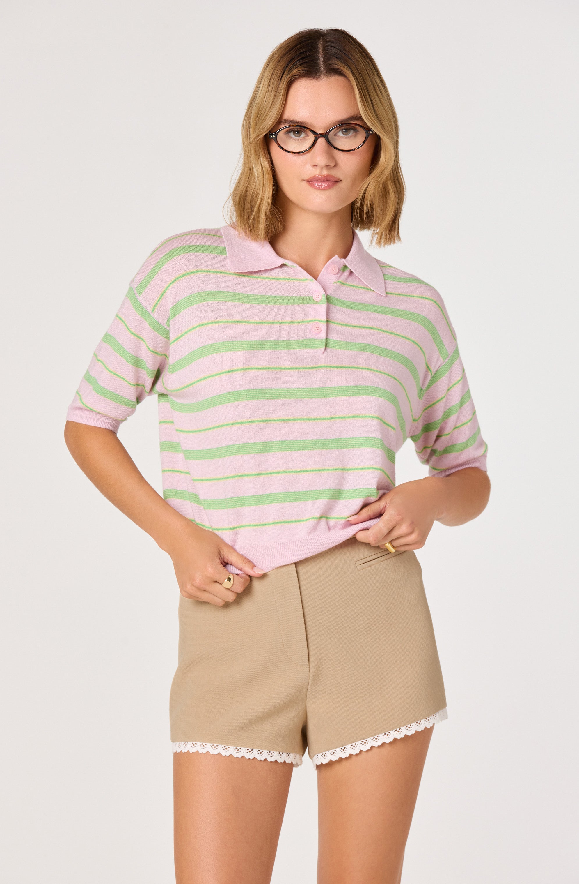 Scottie Striped Knit Polo Sweater