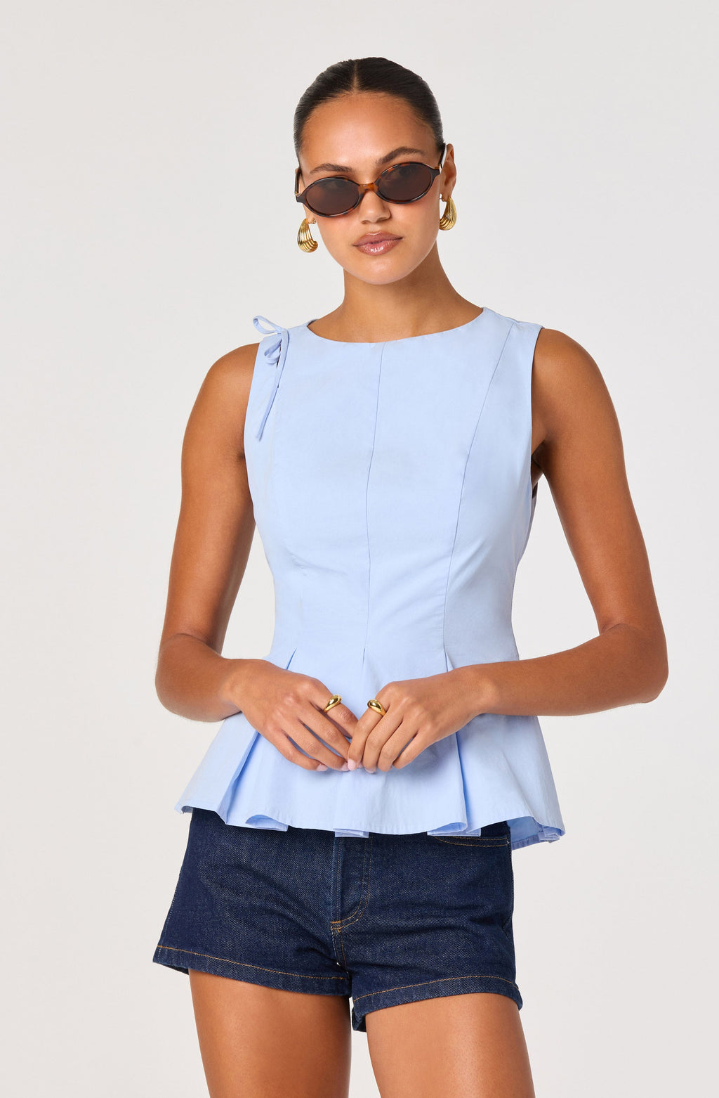 Kalish Shoulder Tie Peplum Top