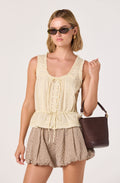 Shreya Lace Trim Button-Front Tank