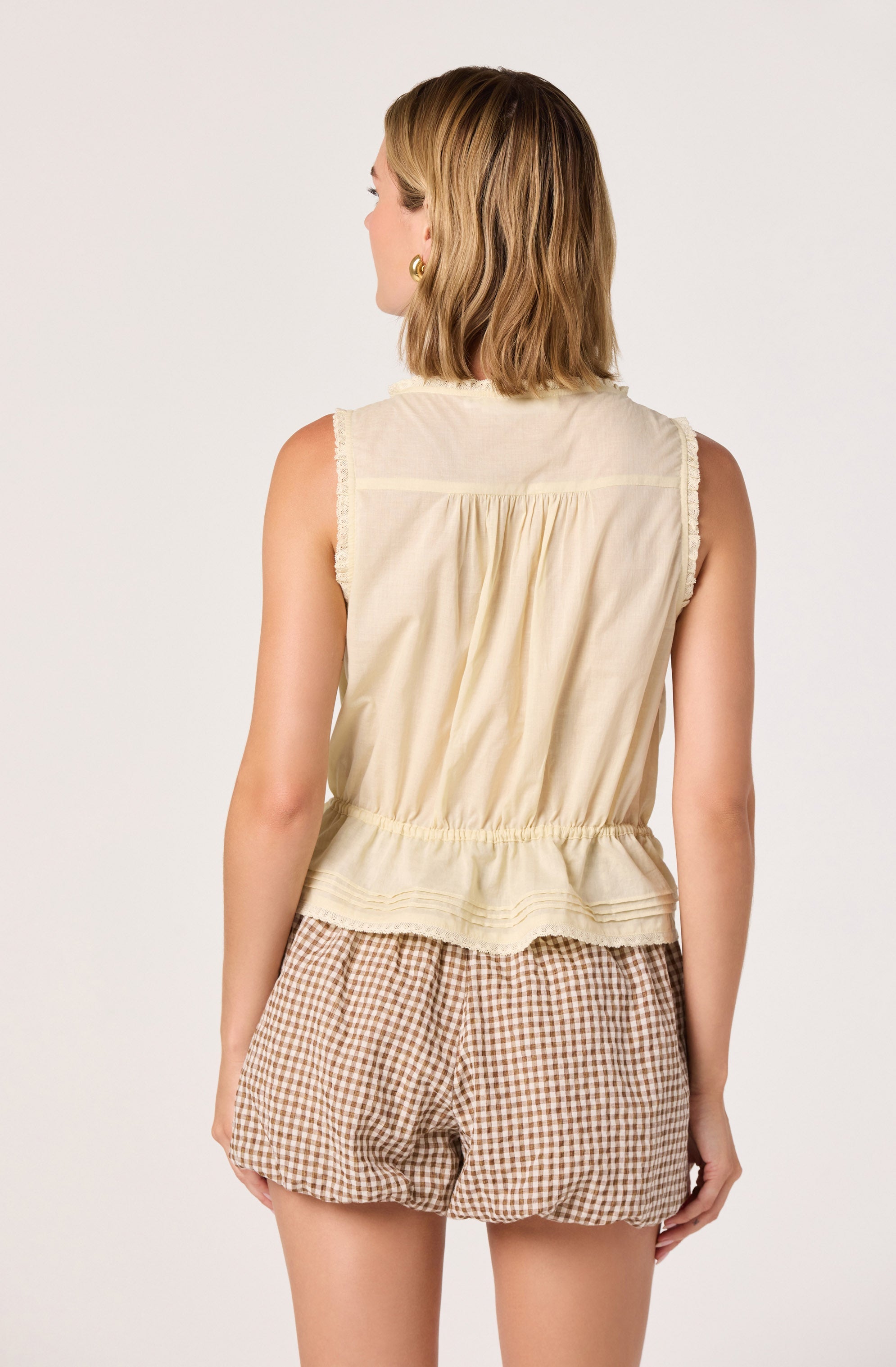 Shreya Lace Trim Button-Front Tank