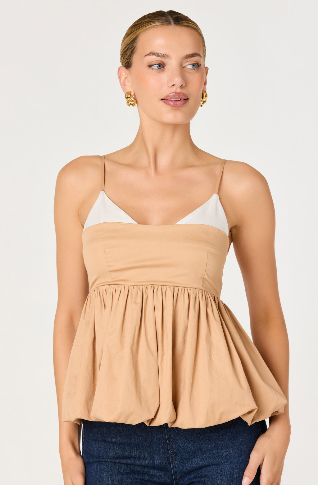 Alon Faux-Layer Bubble Peplum Top