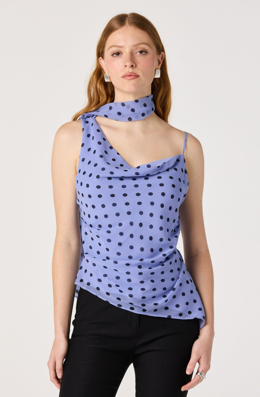 Adrie Polka Dot Scarf Detail Top