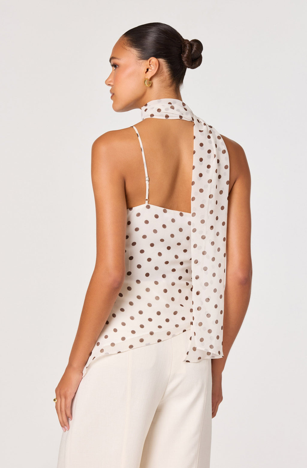 Adrie Polka Dot Scarf Detail Top