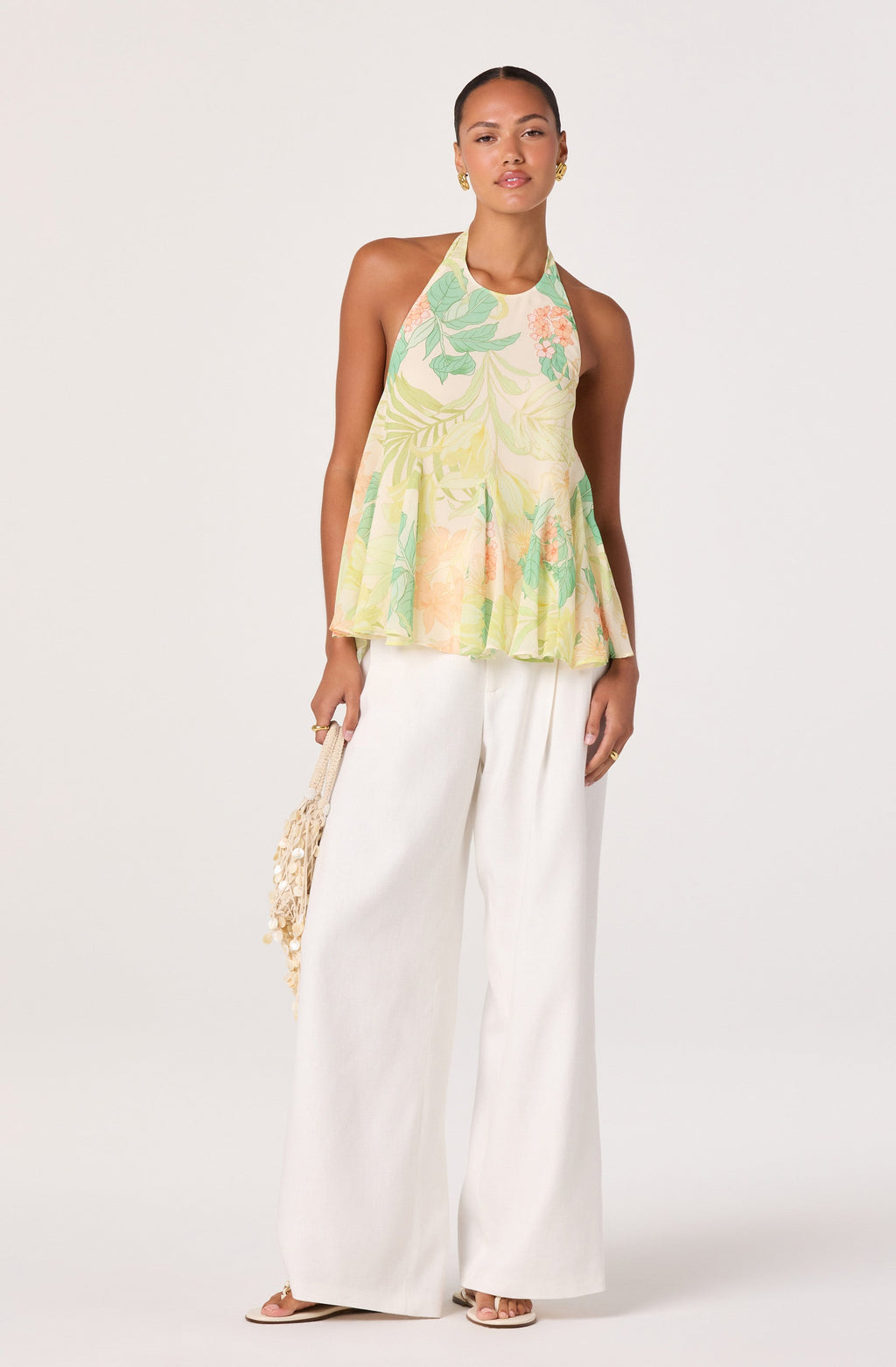 Belen Tropical Print Halter Top