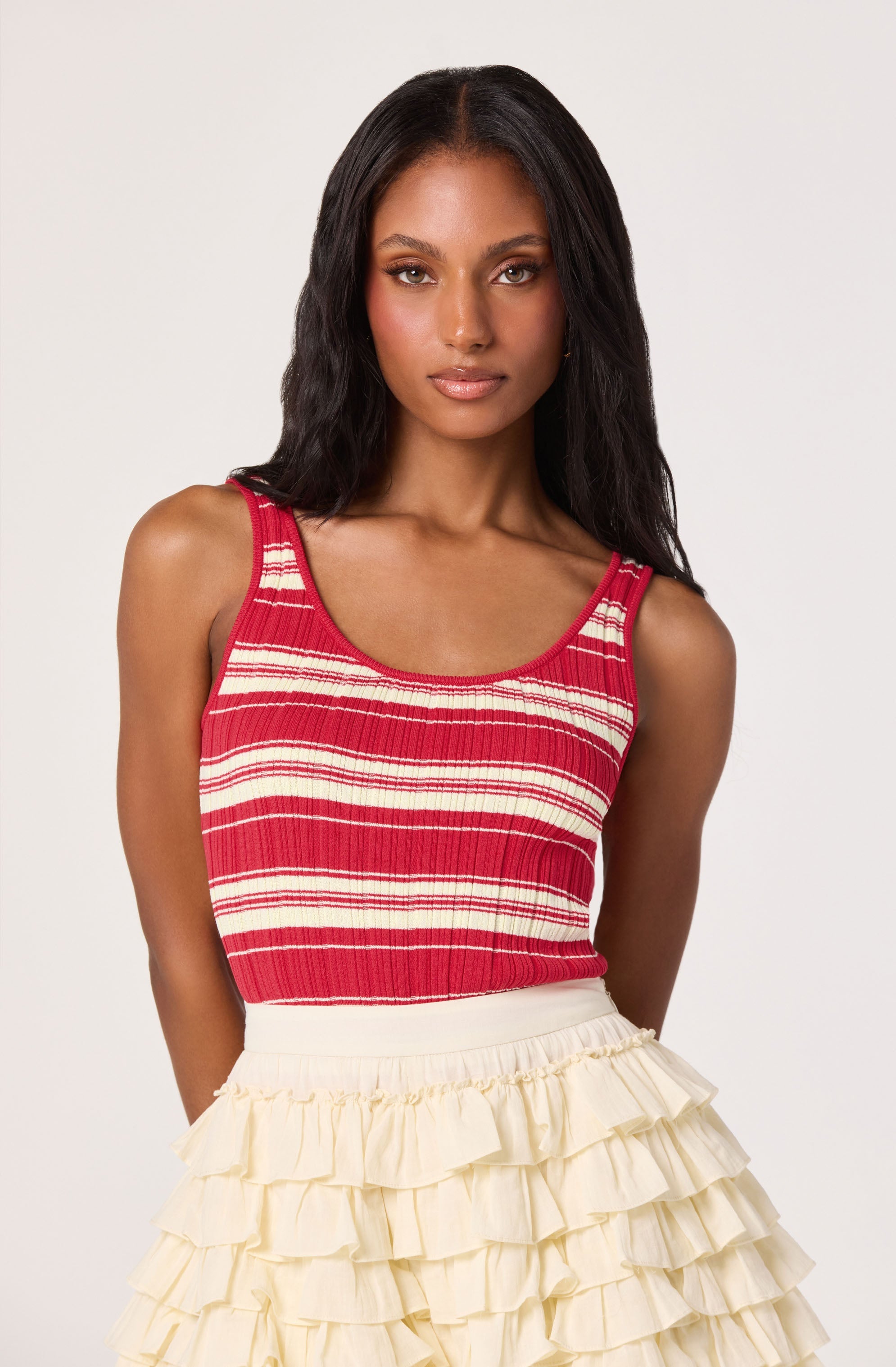 Kaylea Striped Scoop Neck Tank Top