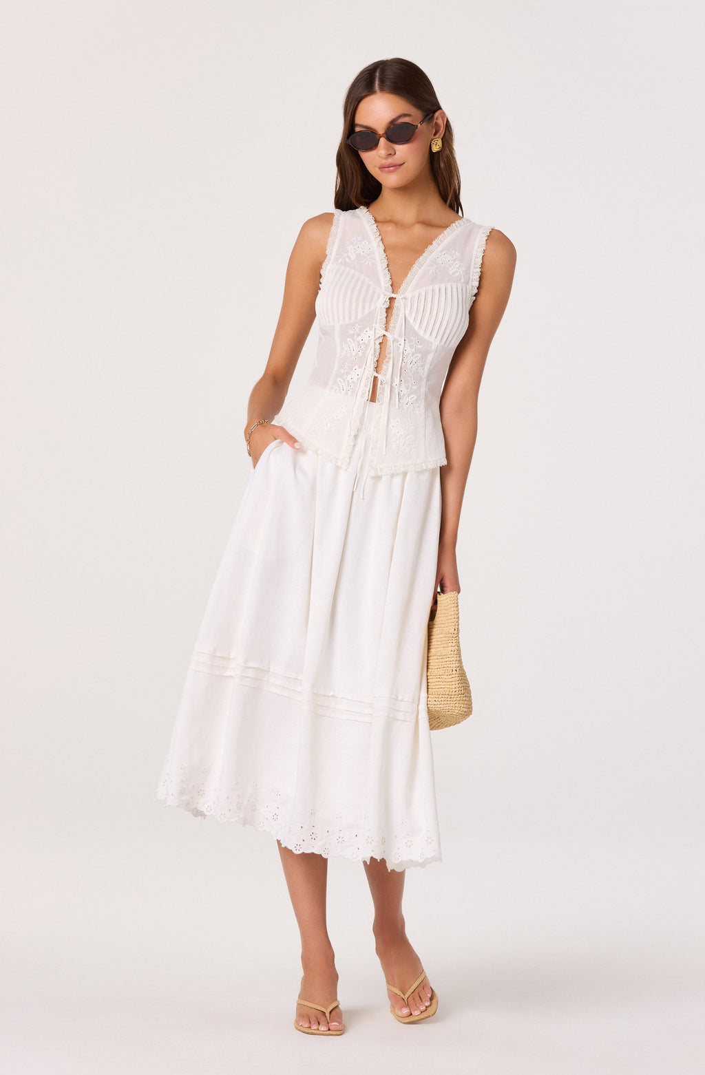 Carine Eyelet Lace Bustier Top