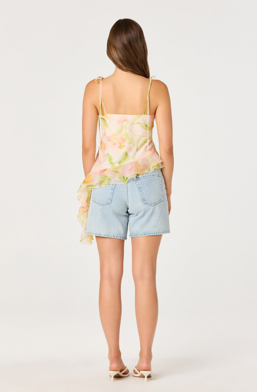 Mejra Floral Ruffle Asymmetric Cami
