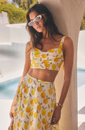 Myria Print Tie-Strap Cropped Bustier Top