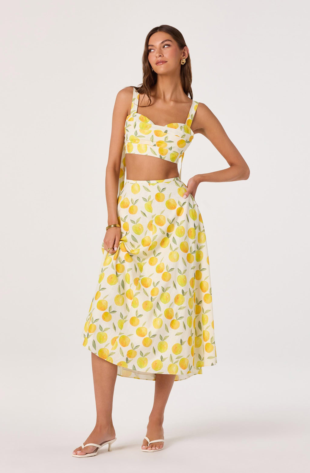 Myria Print Tie-Strap Cropped Bustier Top