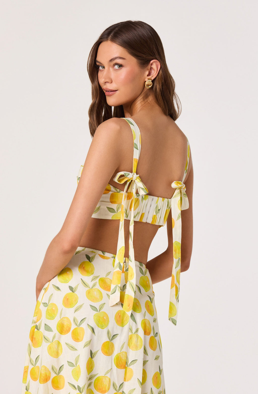 Myria Print Tie-Strap Cropped Bustier Top