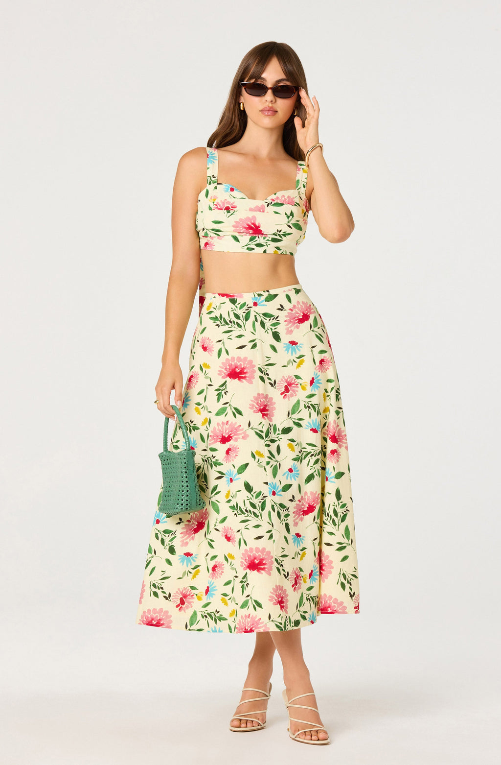 Myria Print Tie-Strap Cropped Bustier Top
