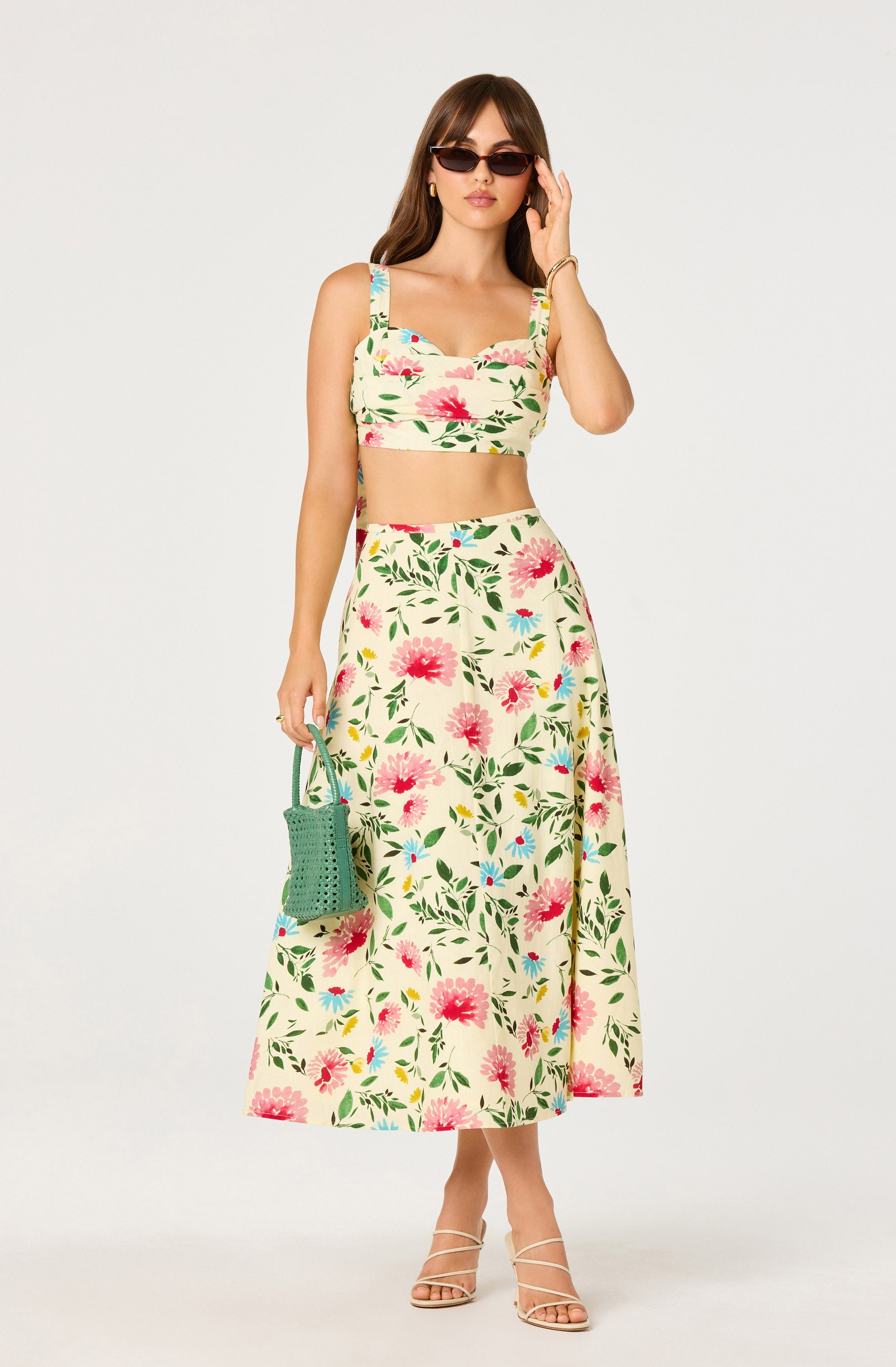 Myria Print Tie-Strap Cropped Bustier Top