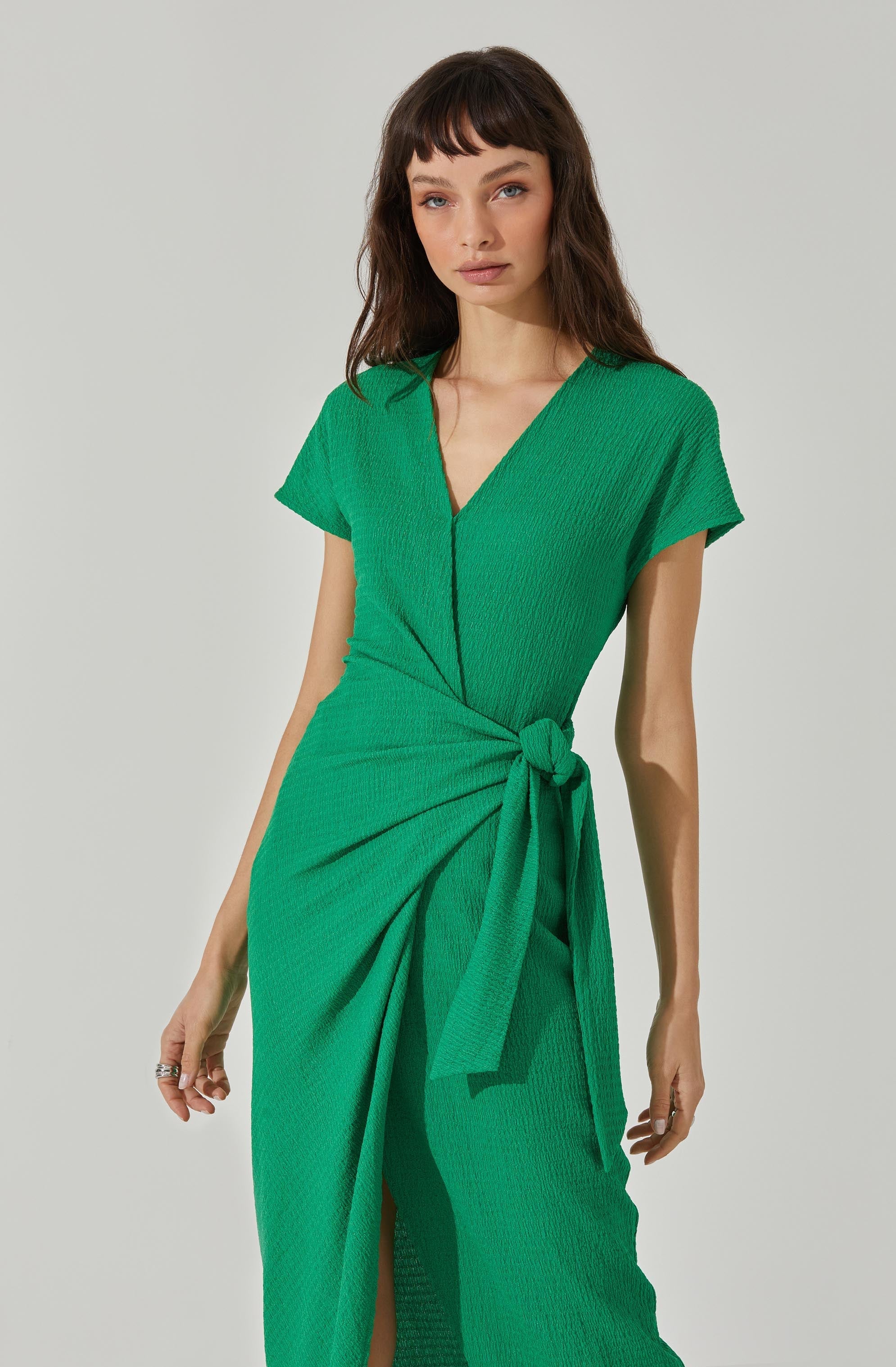 Knit Wrap Midi Dress
