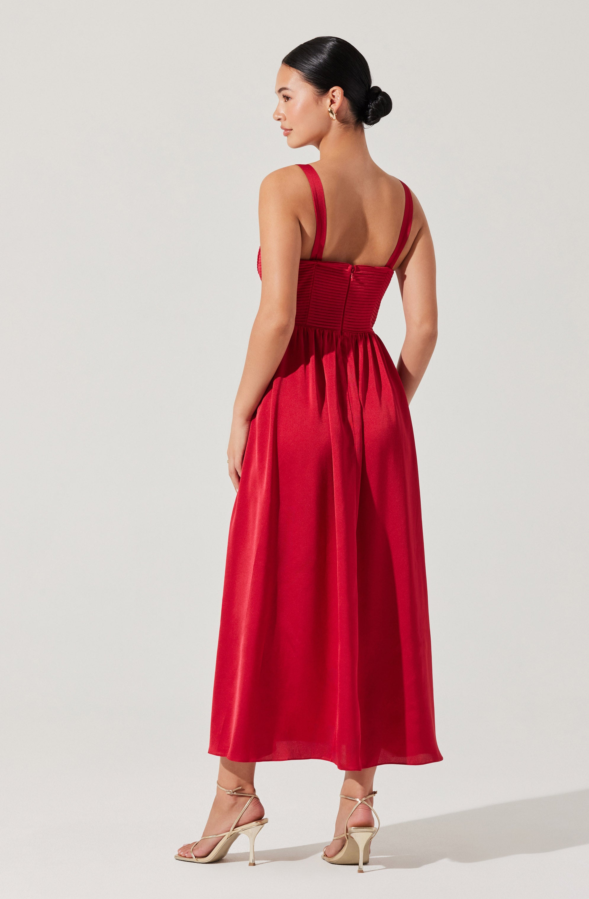 Pleated Bustier Midi Dress