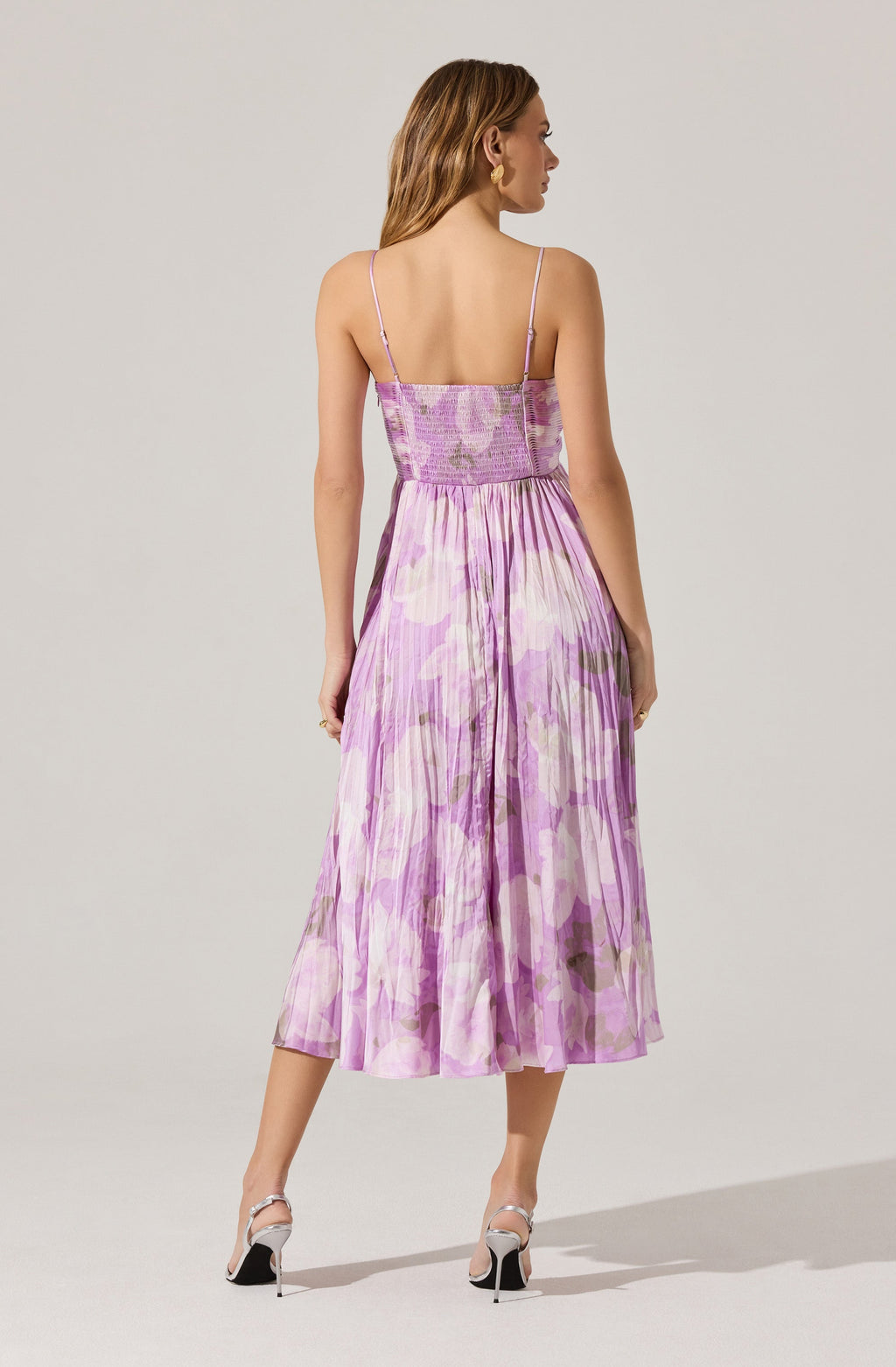 Maeve Floral Pleated Satin Midi Dress