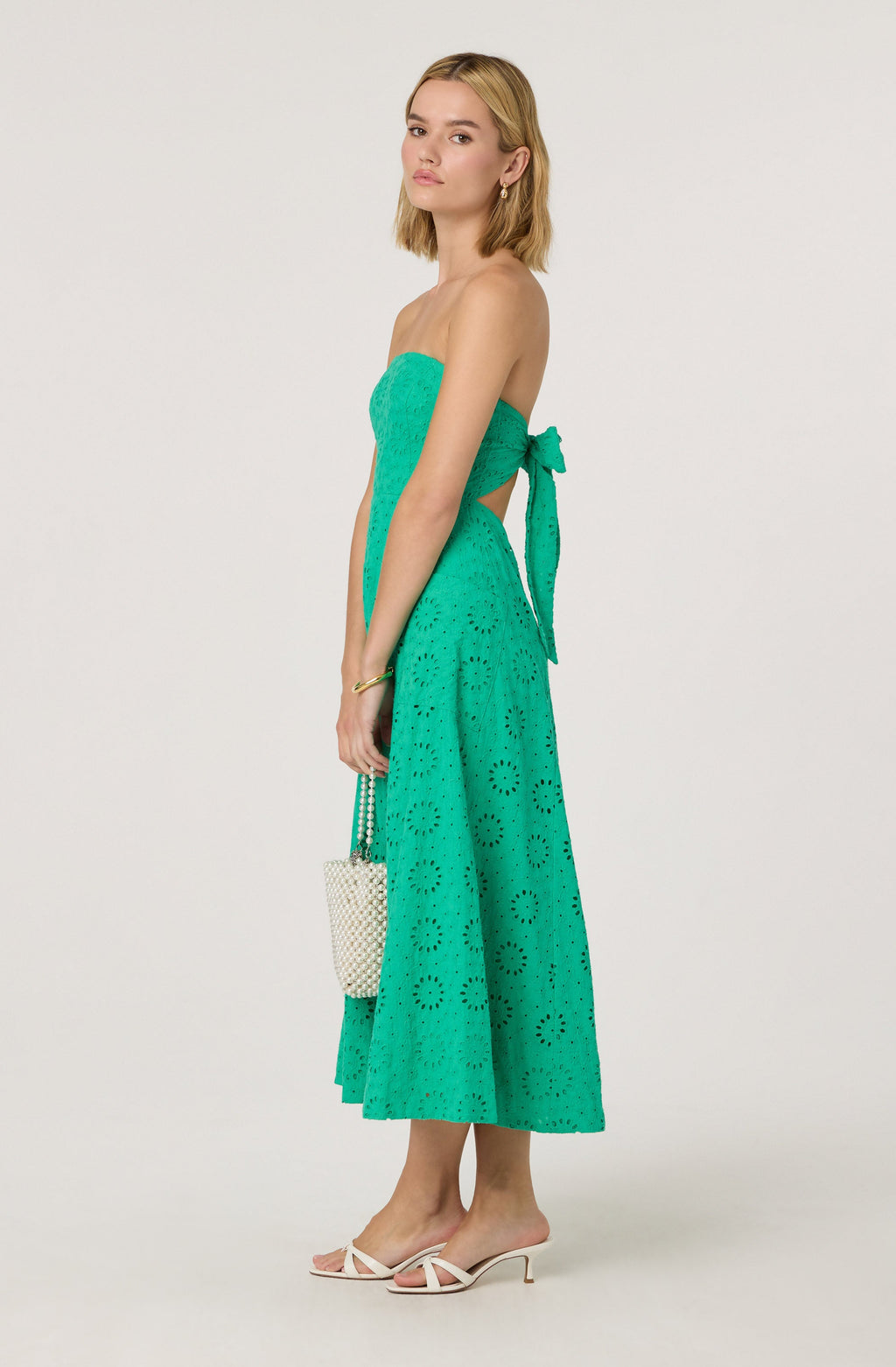 Eyelet Strapless Midi Dress