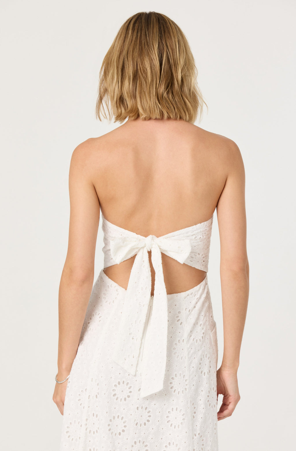Eyelet Strapless Midi Dress
