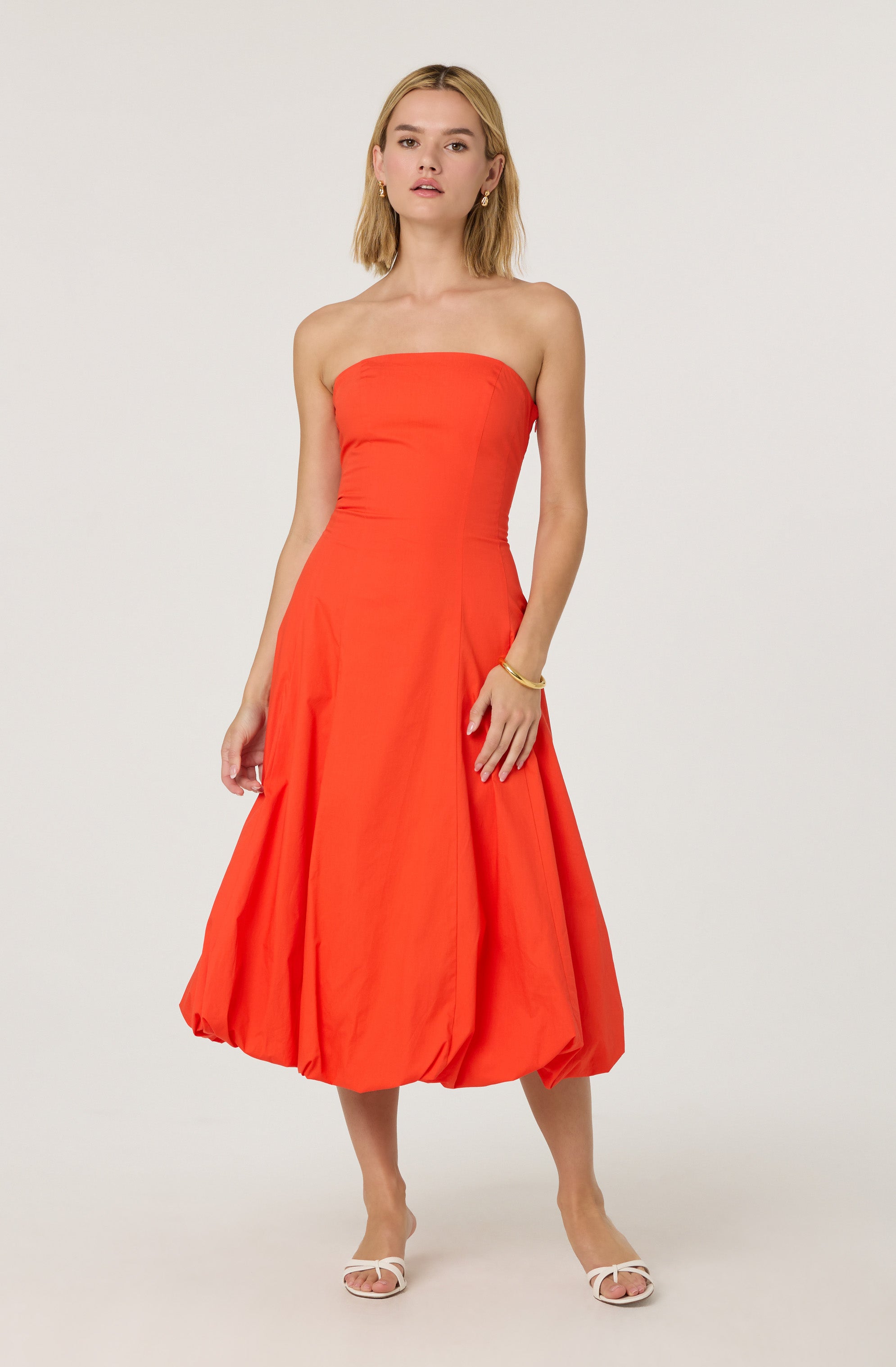 Lace Up Strapless Bubble Dress