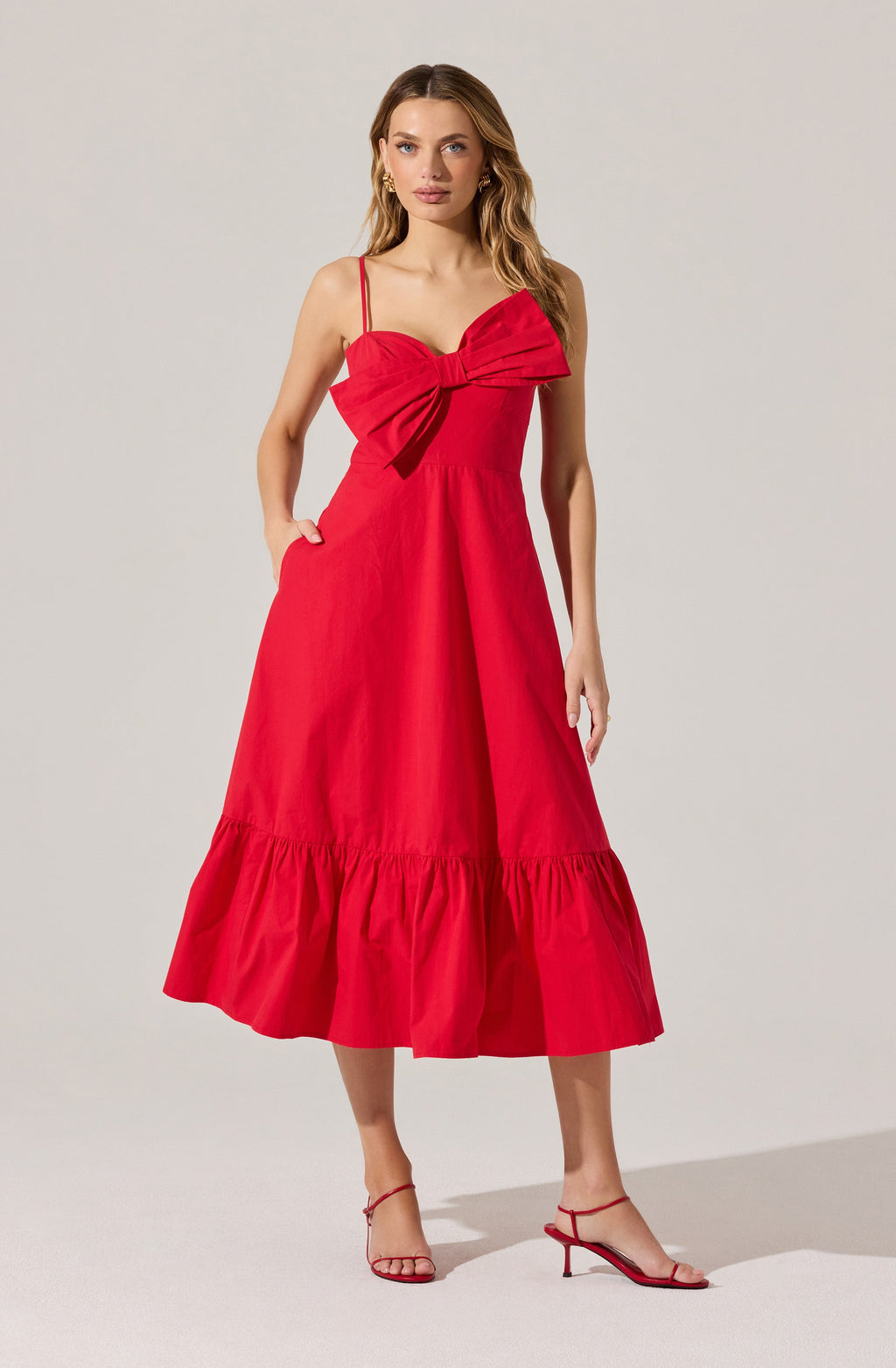 Asymmetrical Bow Midi Dress