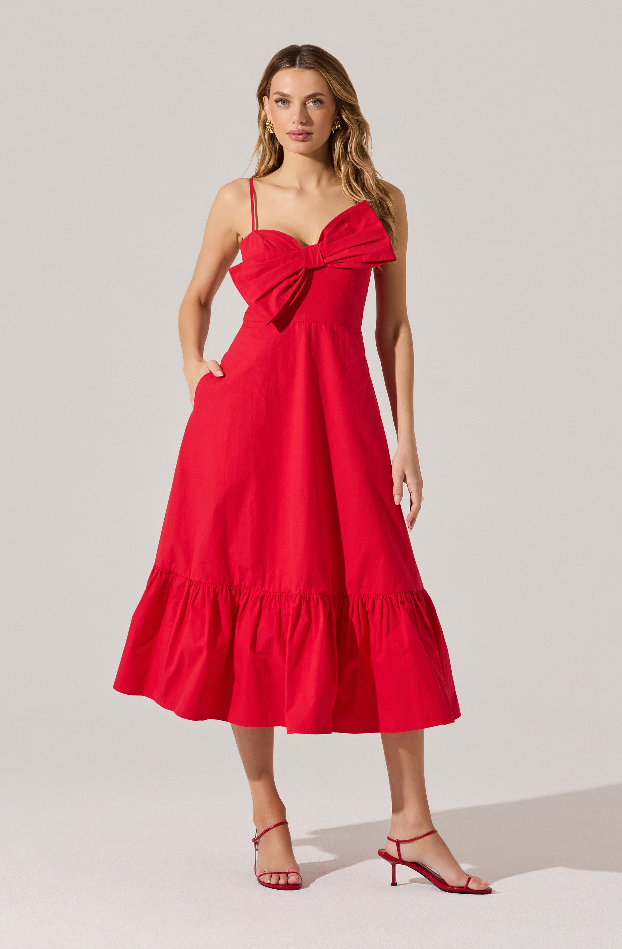 Asymmetrical Bow Midi Dress