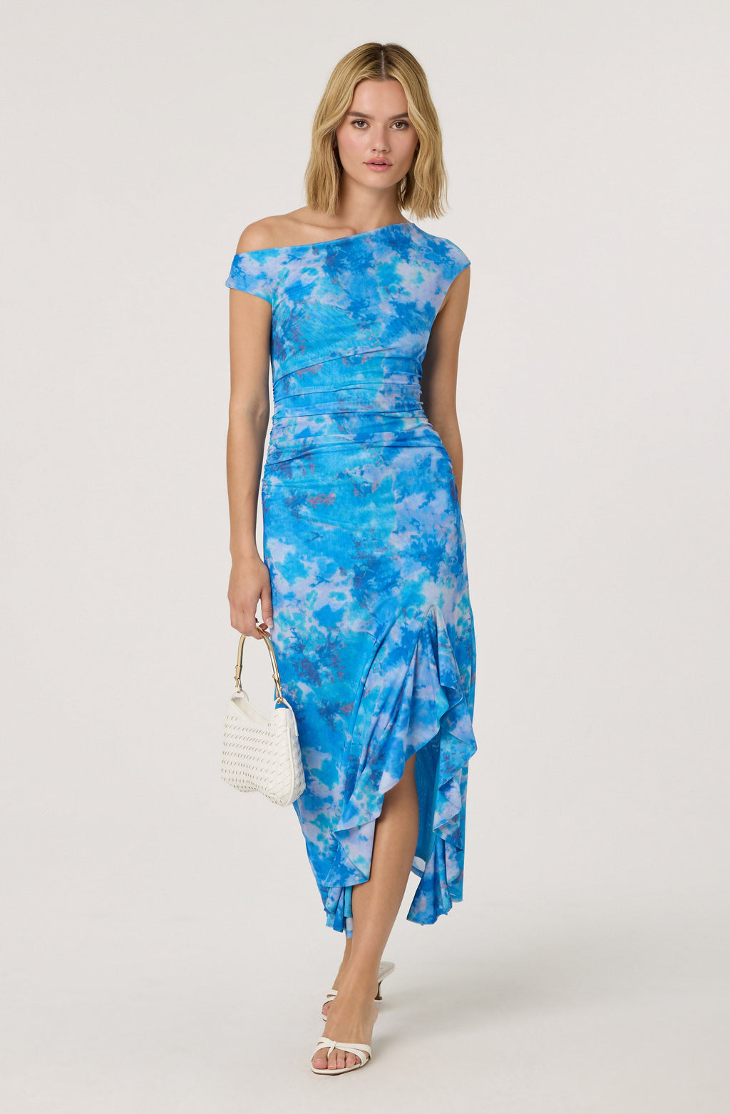 Off Shoulder Ruffle Midi Dress