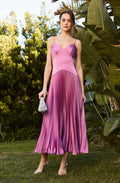 Pleated Drop Waist Maxi Dress