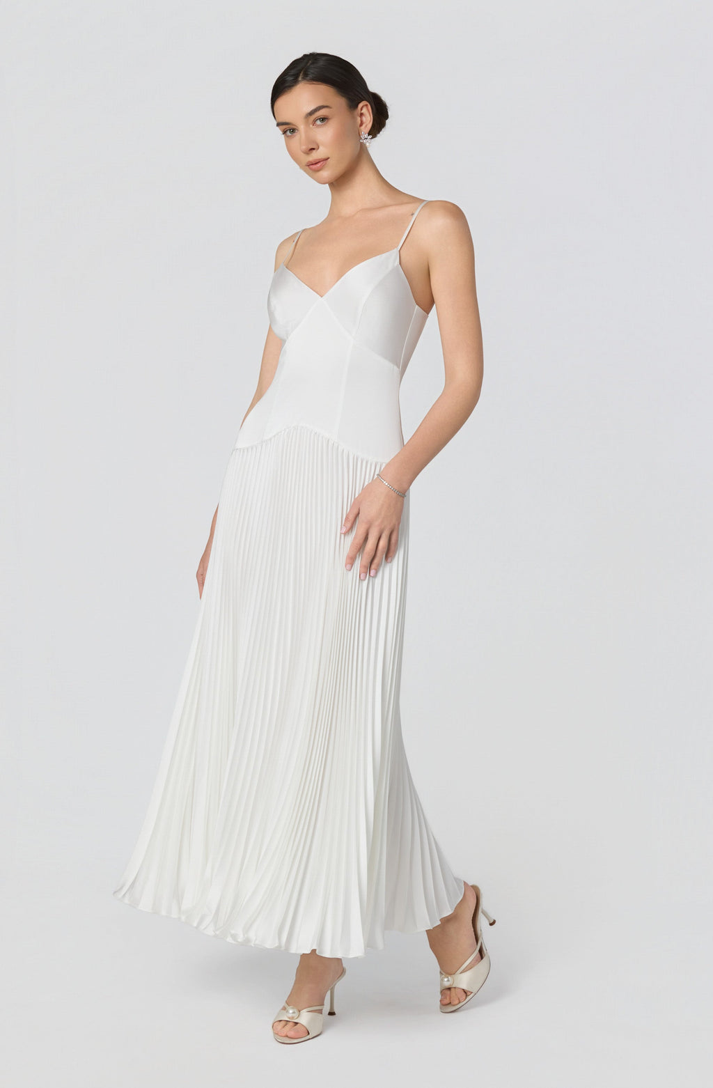 Pleated Drop Waist Maxi Dress