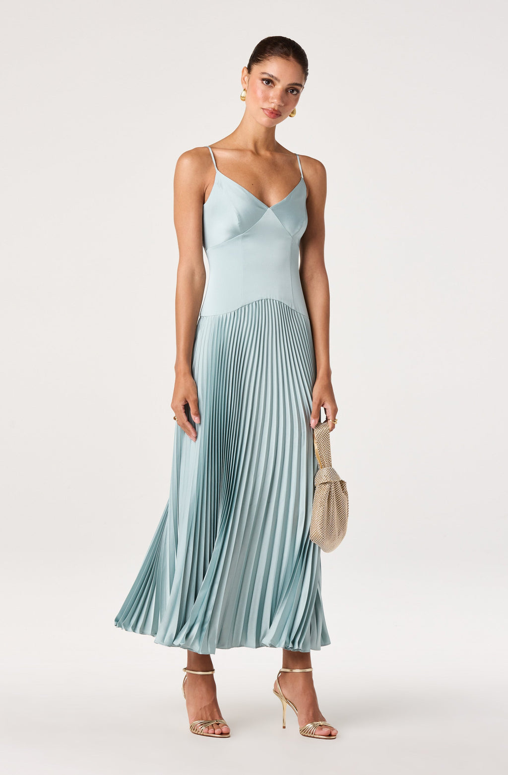 Pleated Drop Waist Maxi Dress