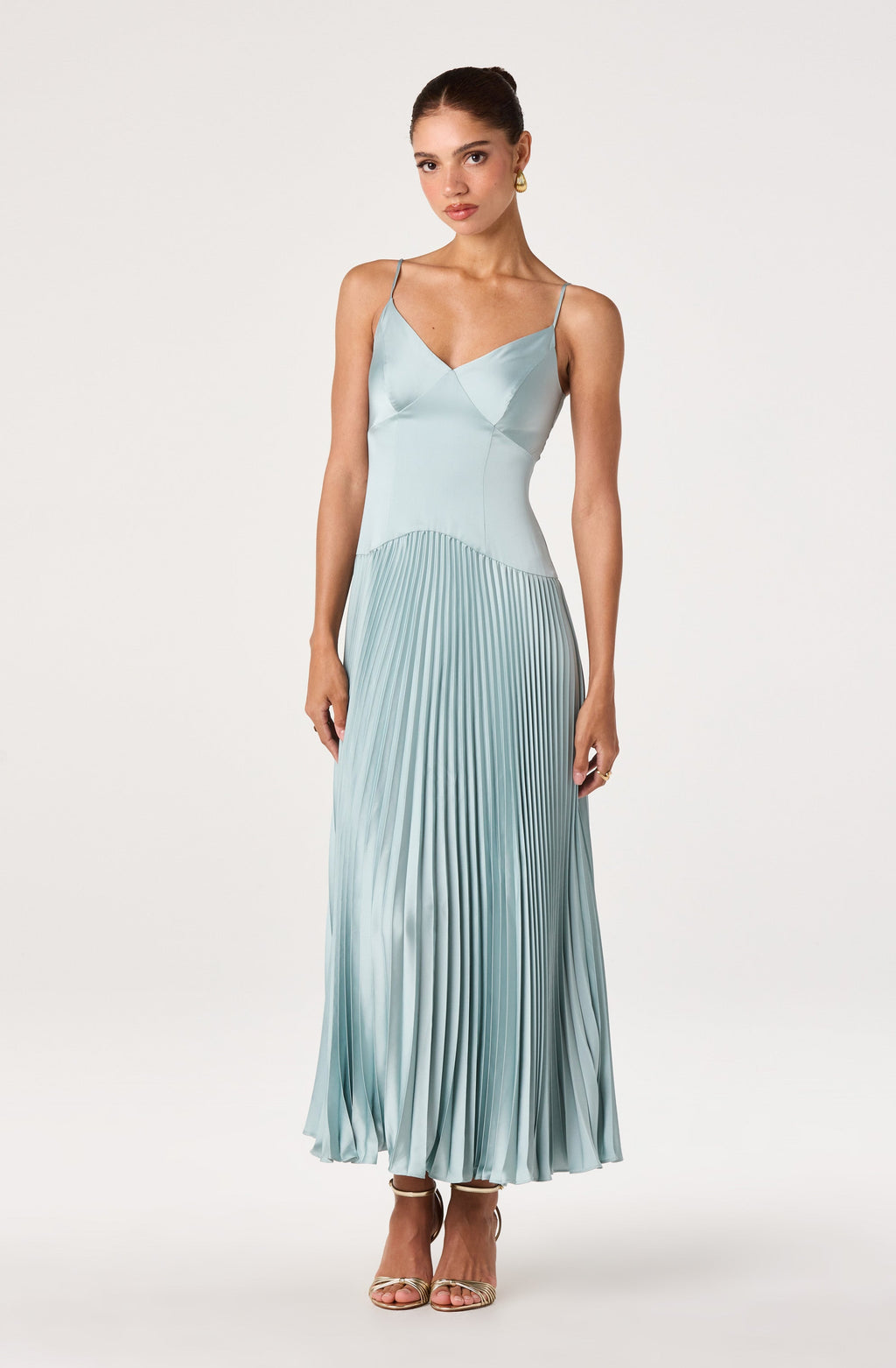 Pleated Drop Waist Maxi Dress