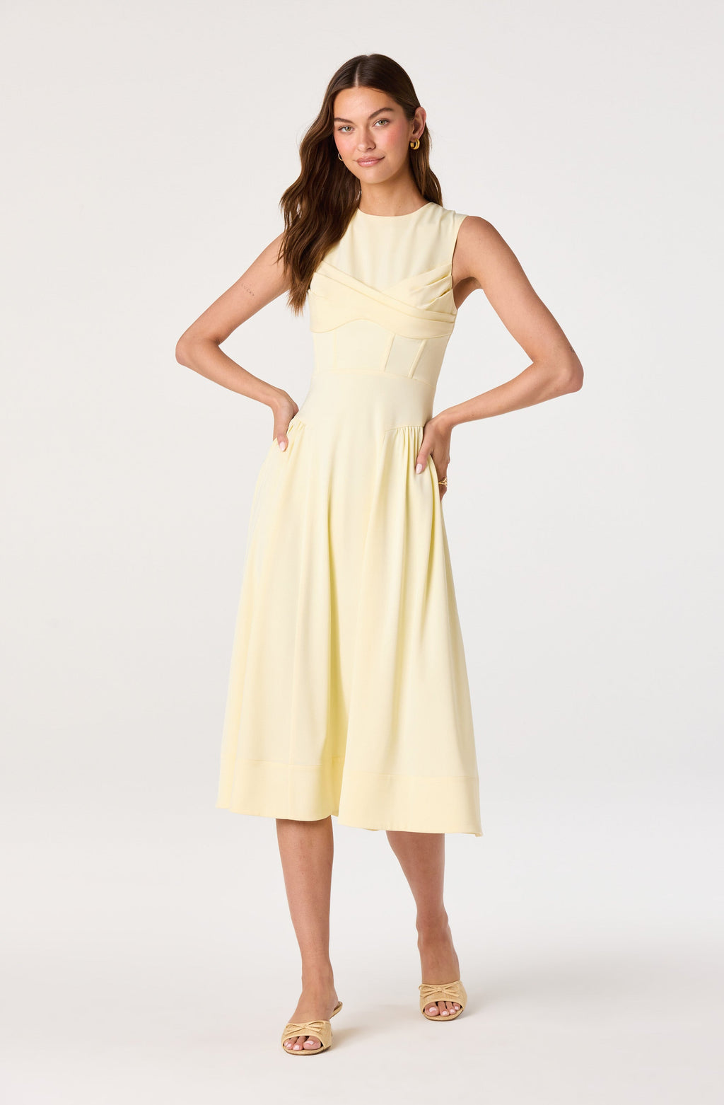 Seraphina Pleated Twist Corset Midi Dress