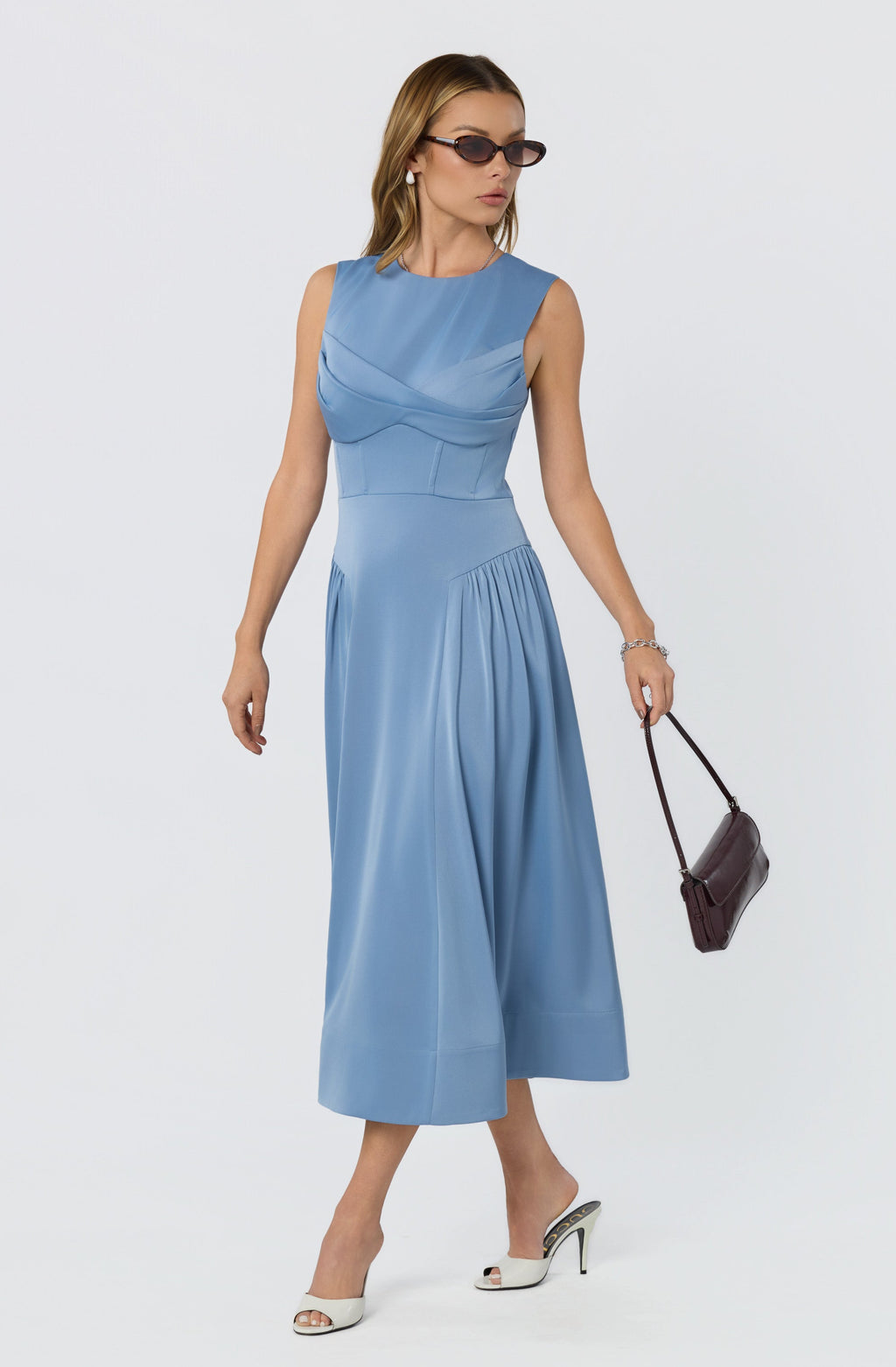 Seraphina Pleated Twist Corset Midi Dress