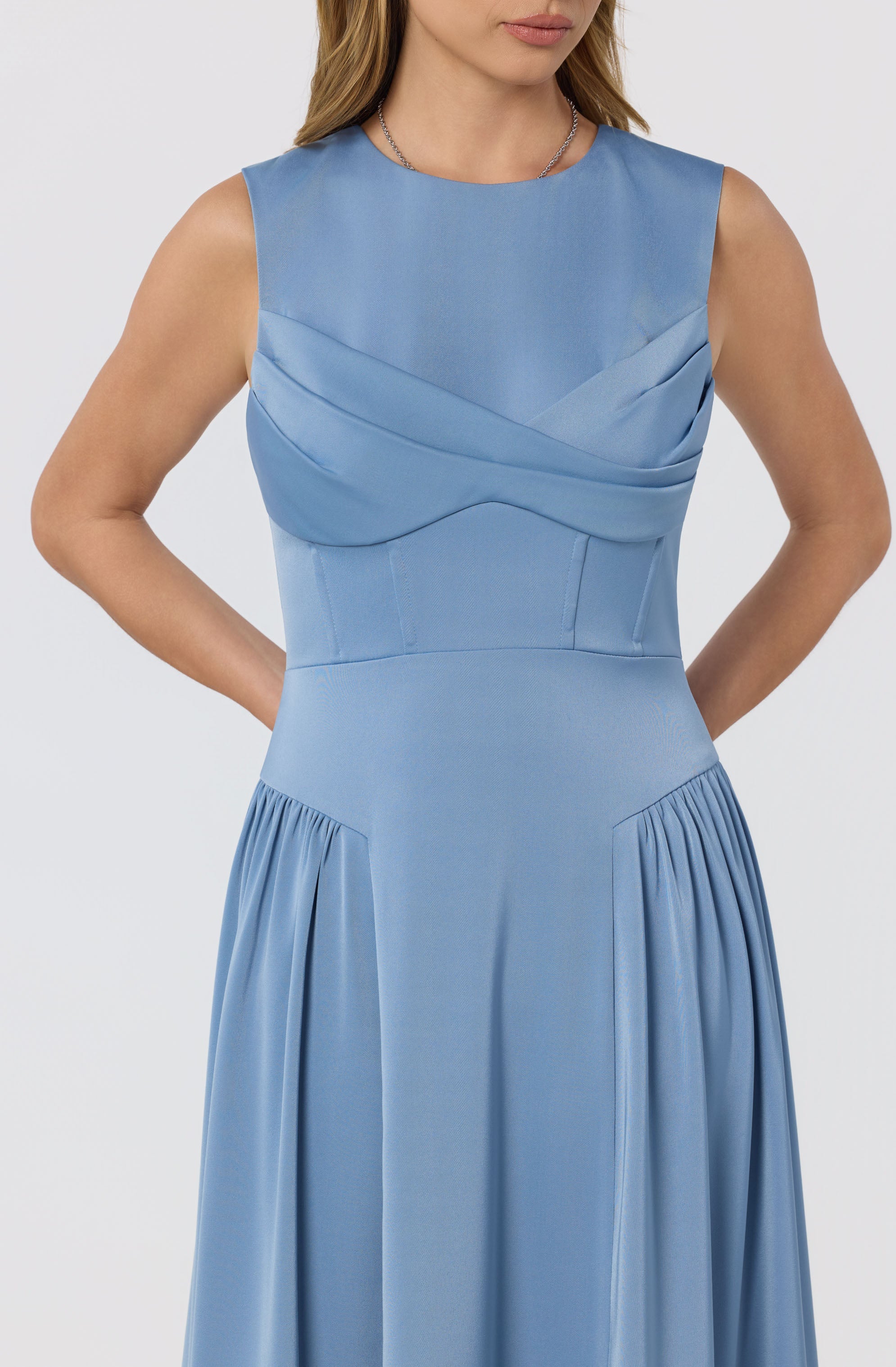 Seraphina Pleated Twist Corset Midi Dress