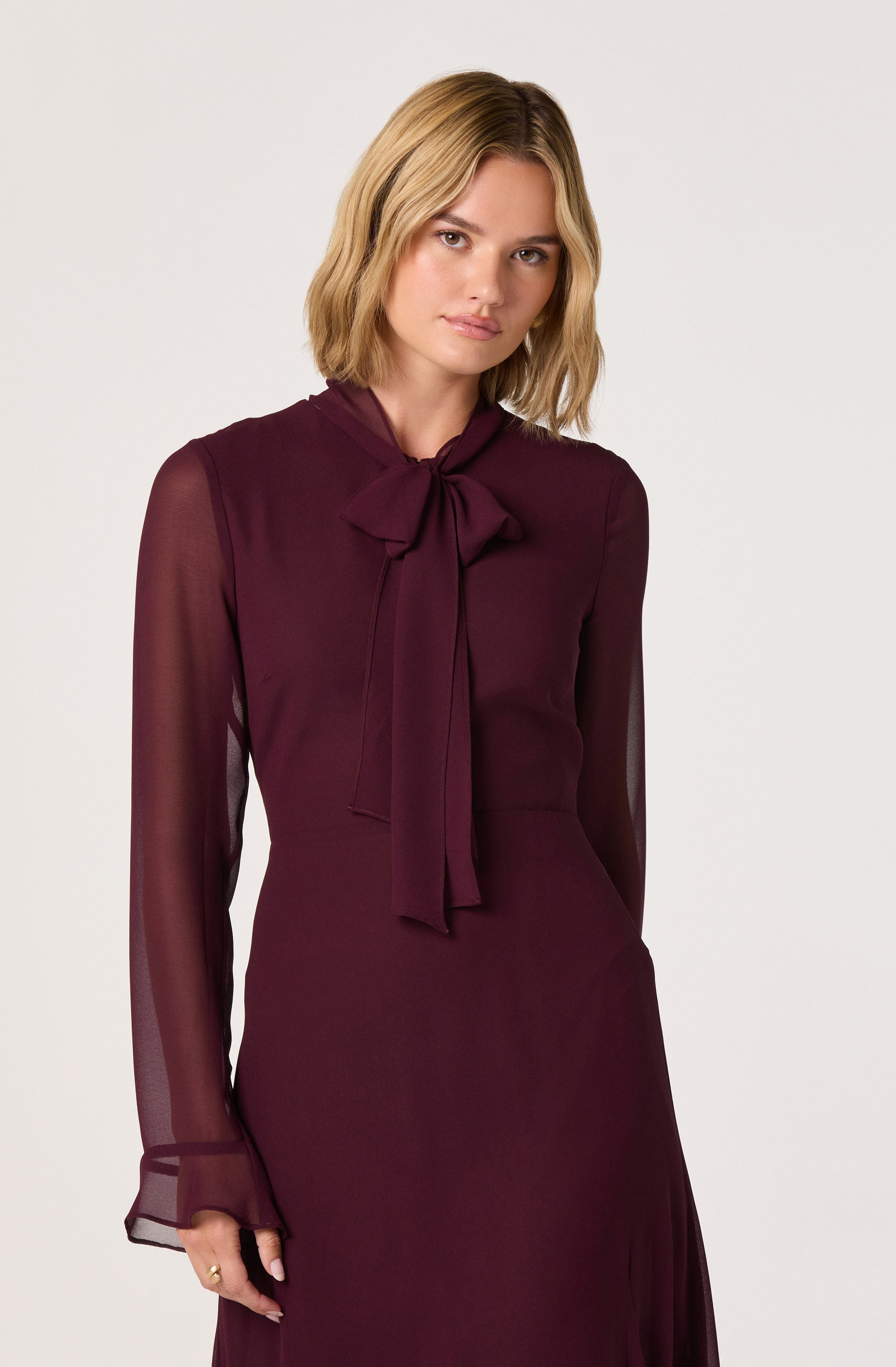 Tie Neck Midi Dress