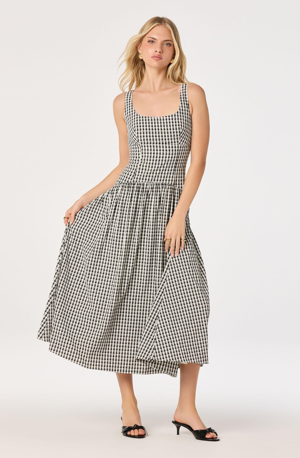 Cara Gingham Sleeveless Midi Dress