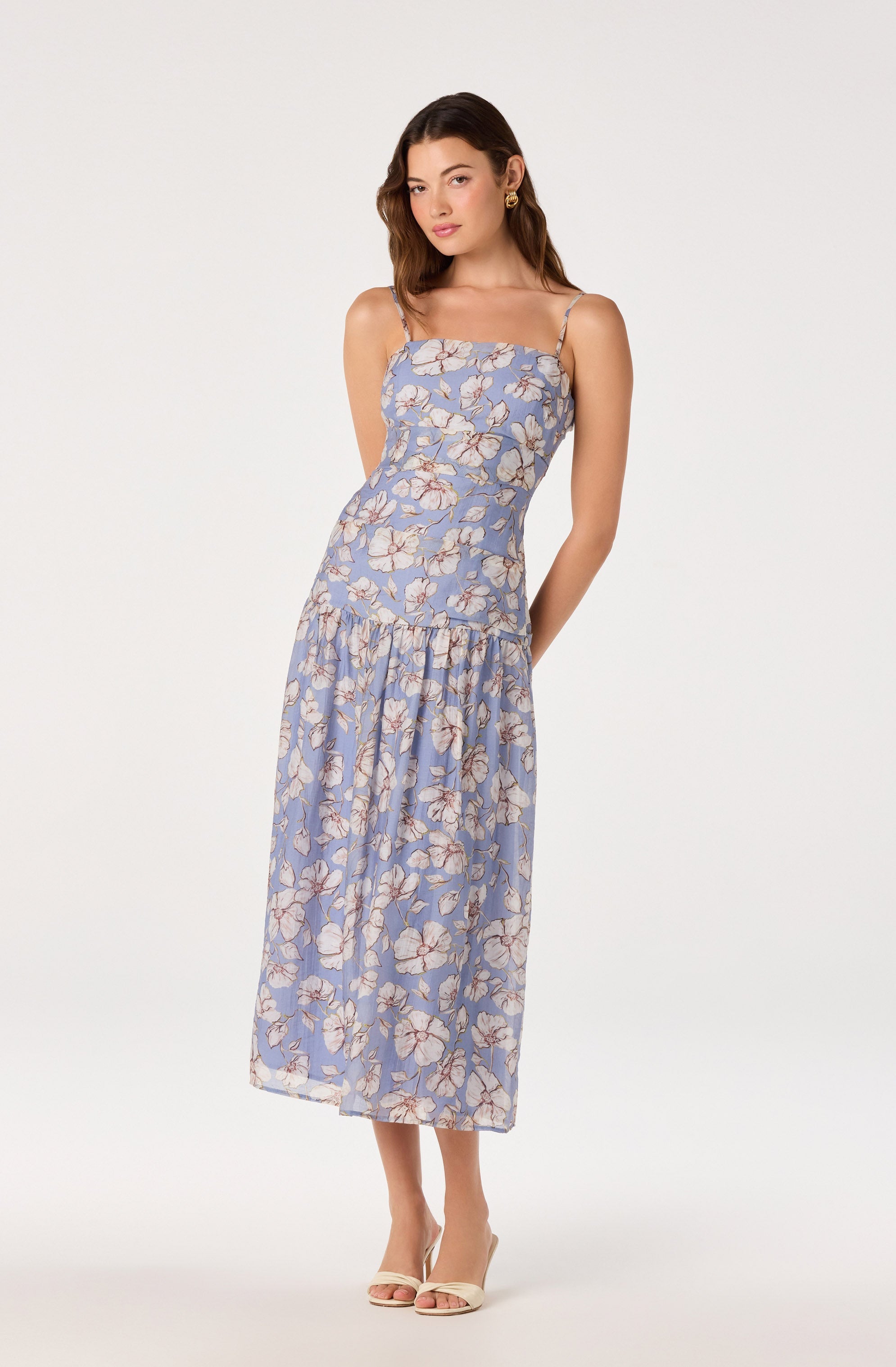 Ava Floral Pleated Midi Dress