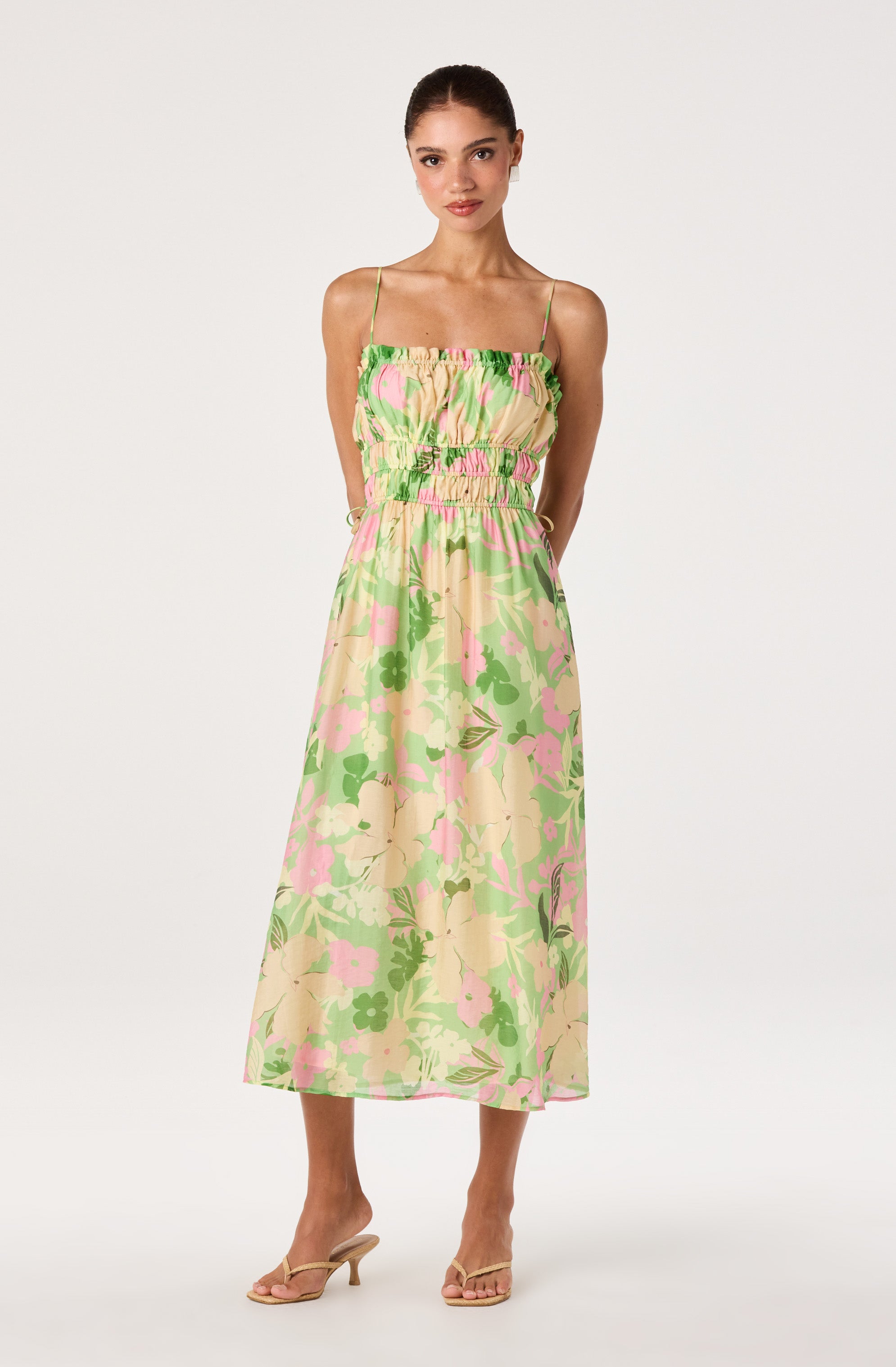 Maren Smocked Floral Midi Dress