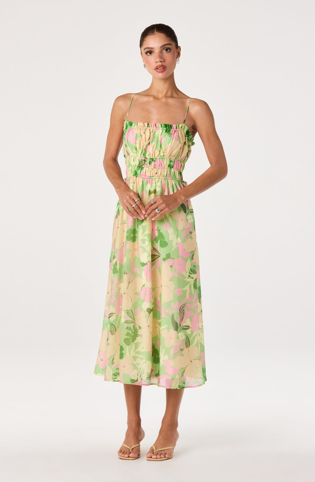 Maren Smocked Floral Midi Dress