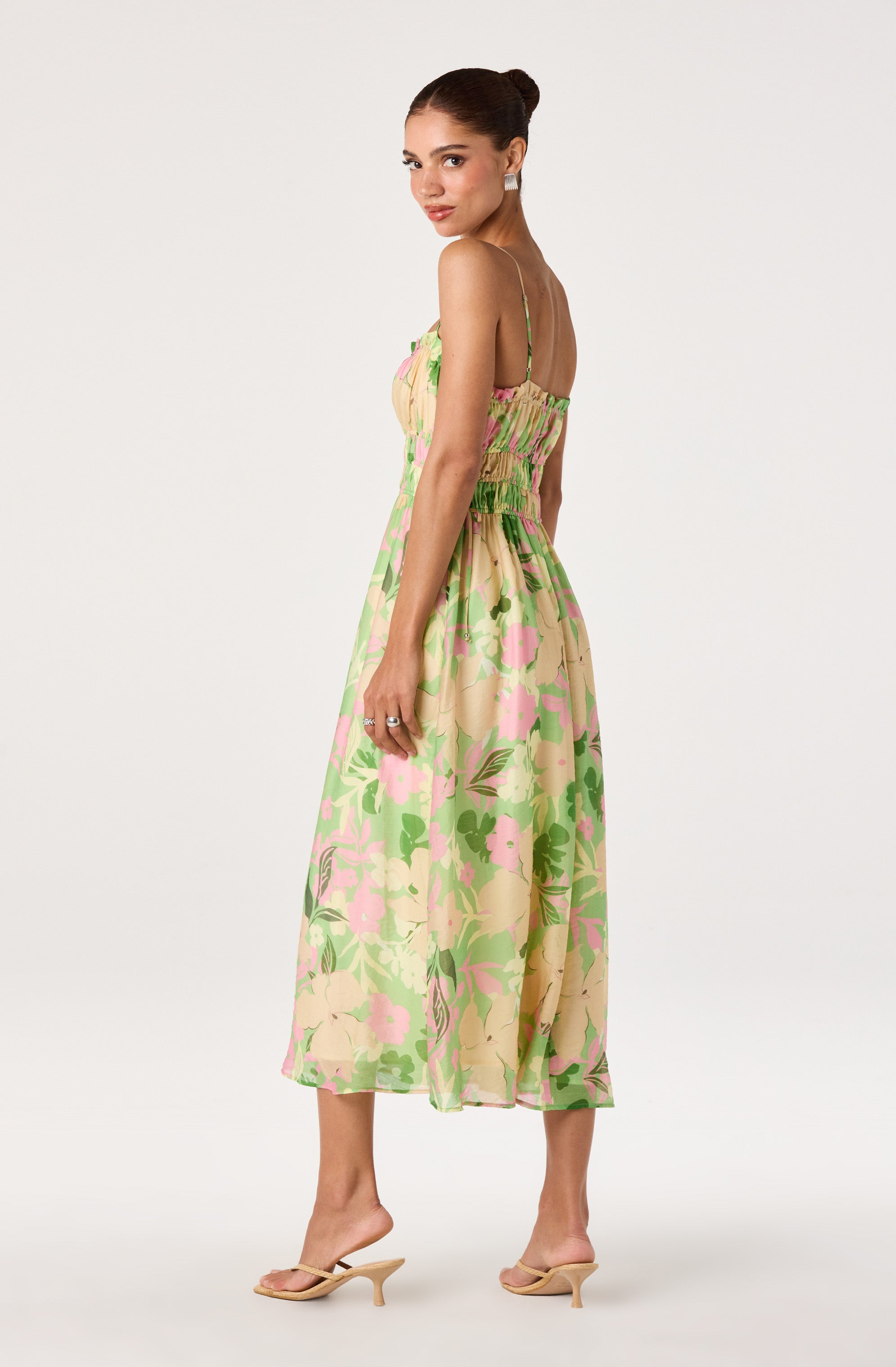 Maren Smocked Floral Midi Dress