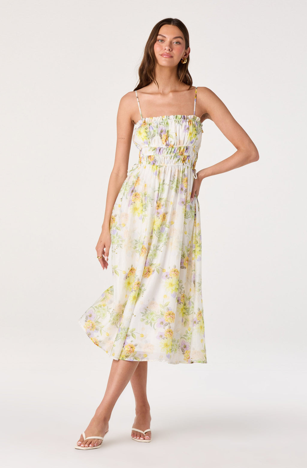Maren Smocked Floral Midi Dress
