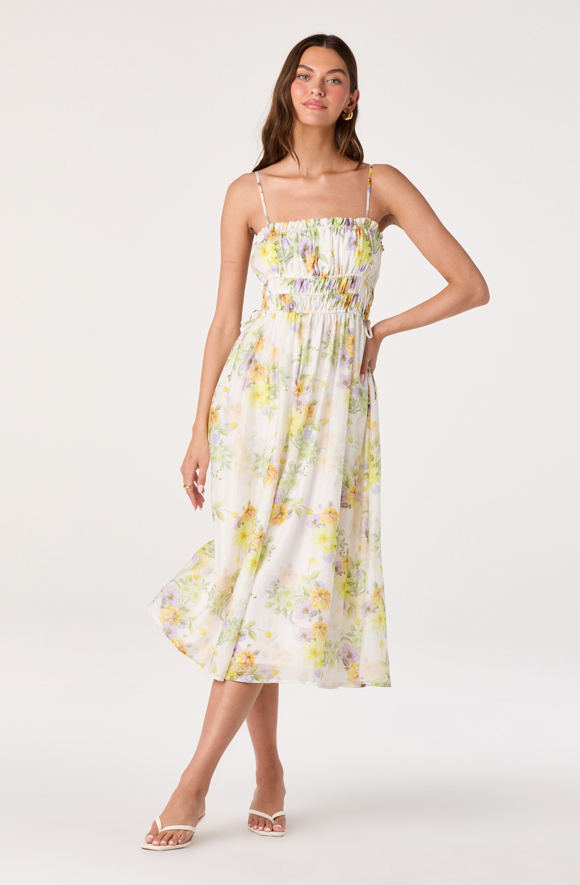 Maren Smocked Floral Midi Dress