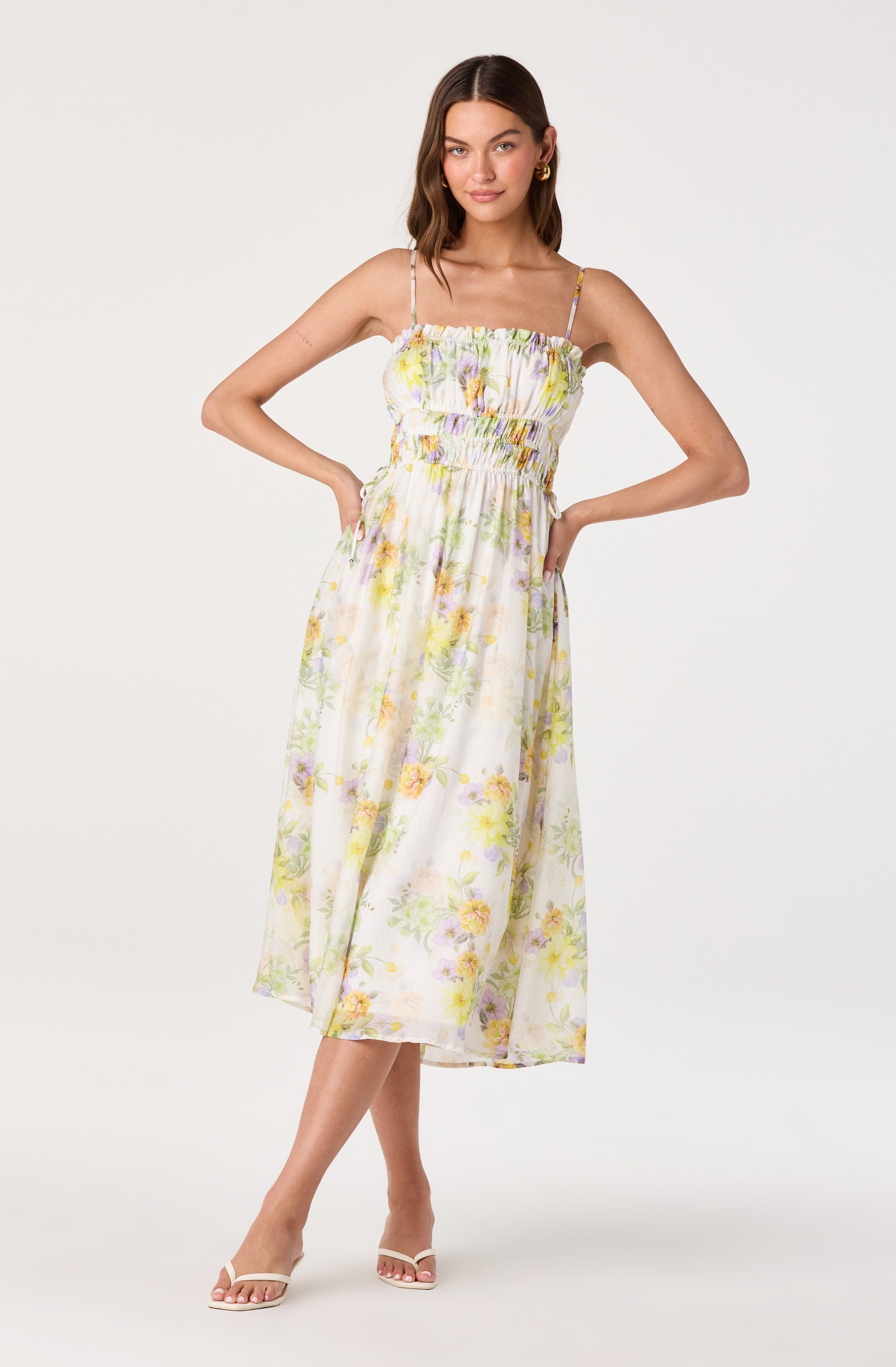 Maren Smocked Floral Midi Dress
