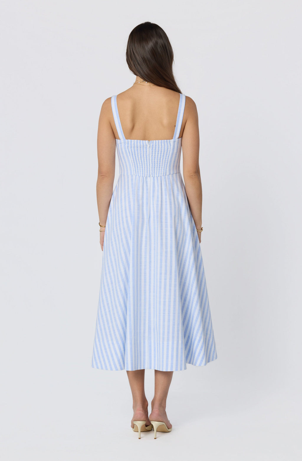 Isabela Striped Sweetheart Midi Dress