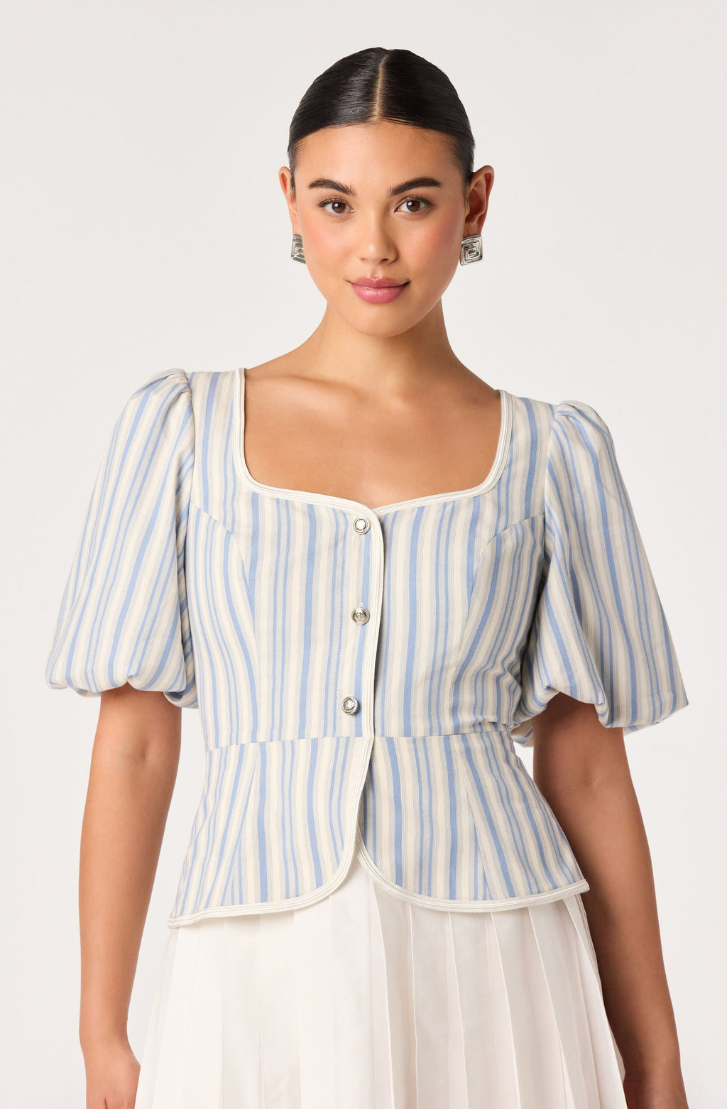 Brigitta Striped Puff Sleeve Mini Dress