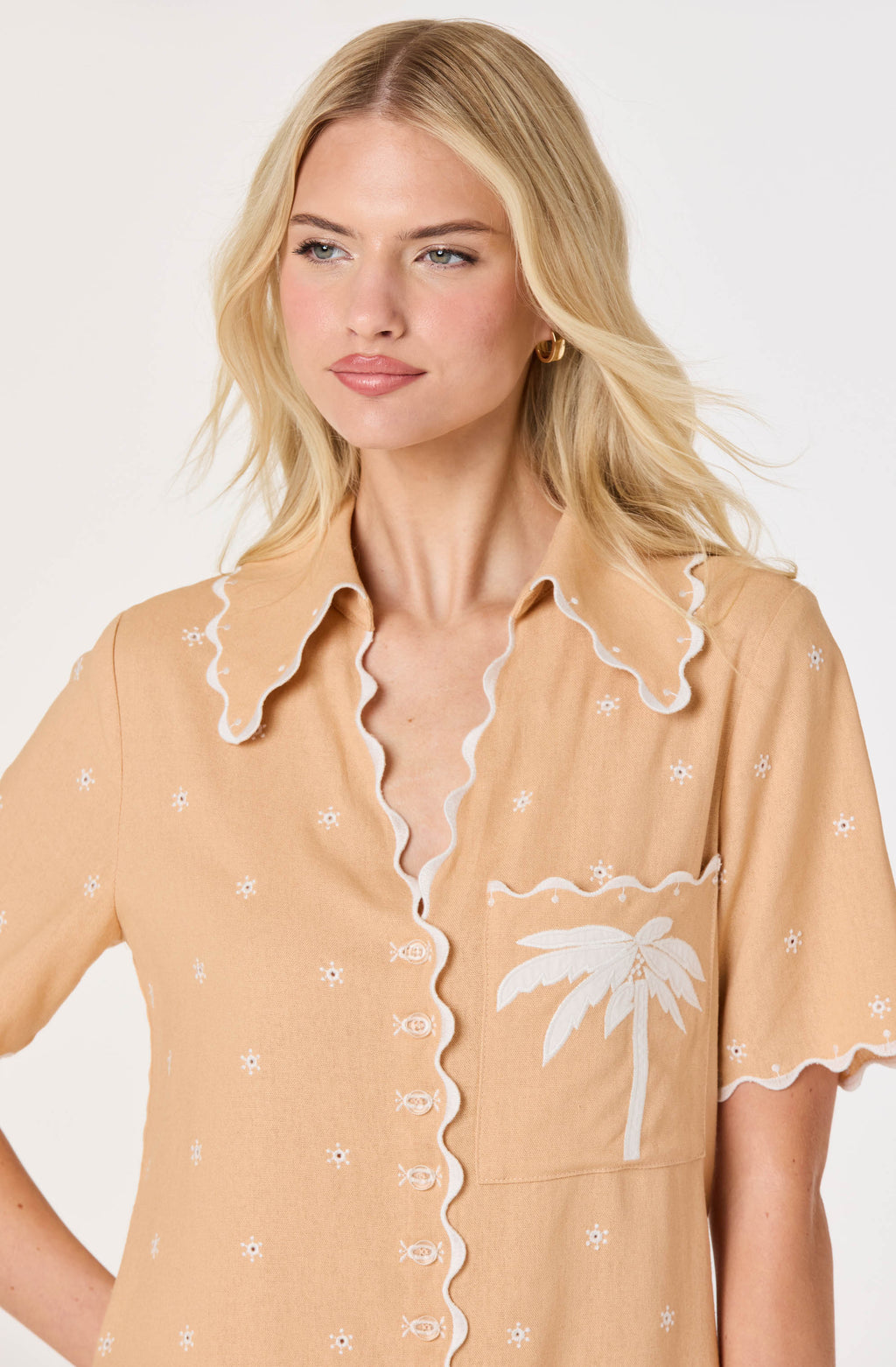 Noelle Eyelet Palm Tree Mini Dress