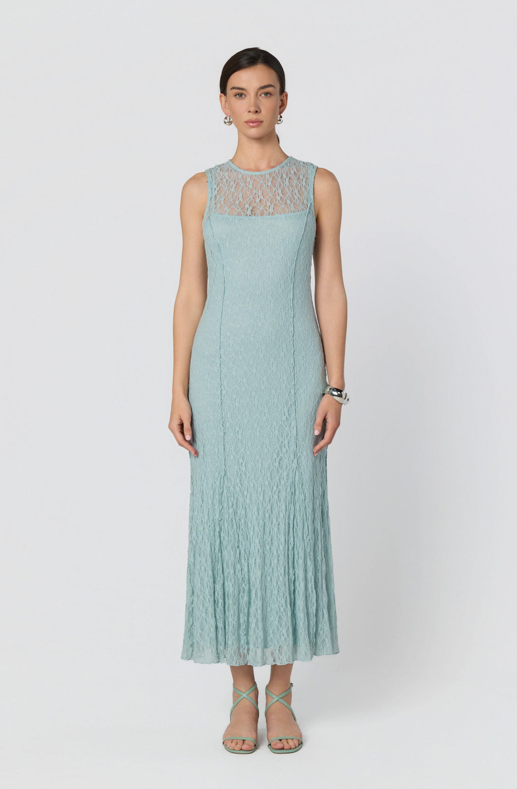 Annabella Semi-Sheer Lace Maxi Dress