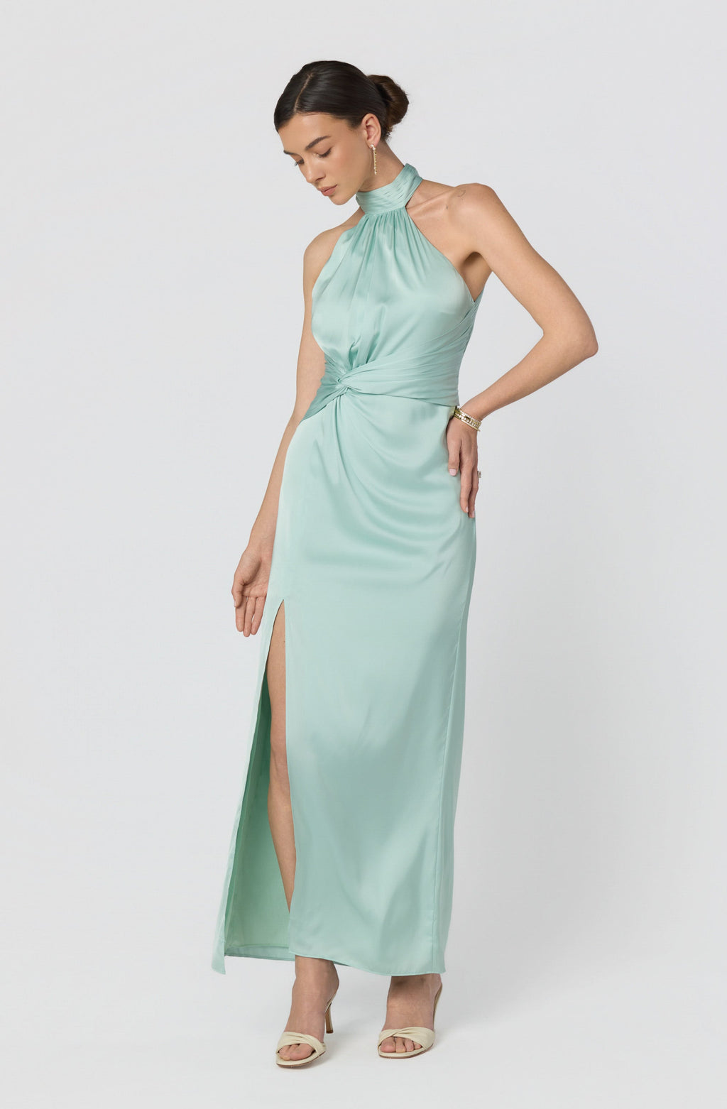 Aspen Twist Front Halter Maxi Dress