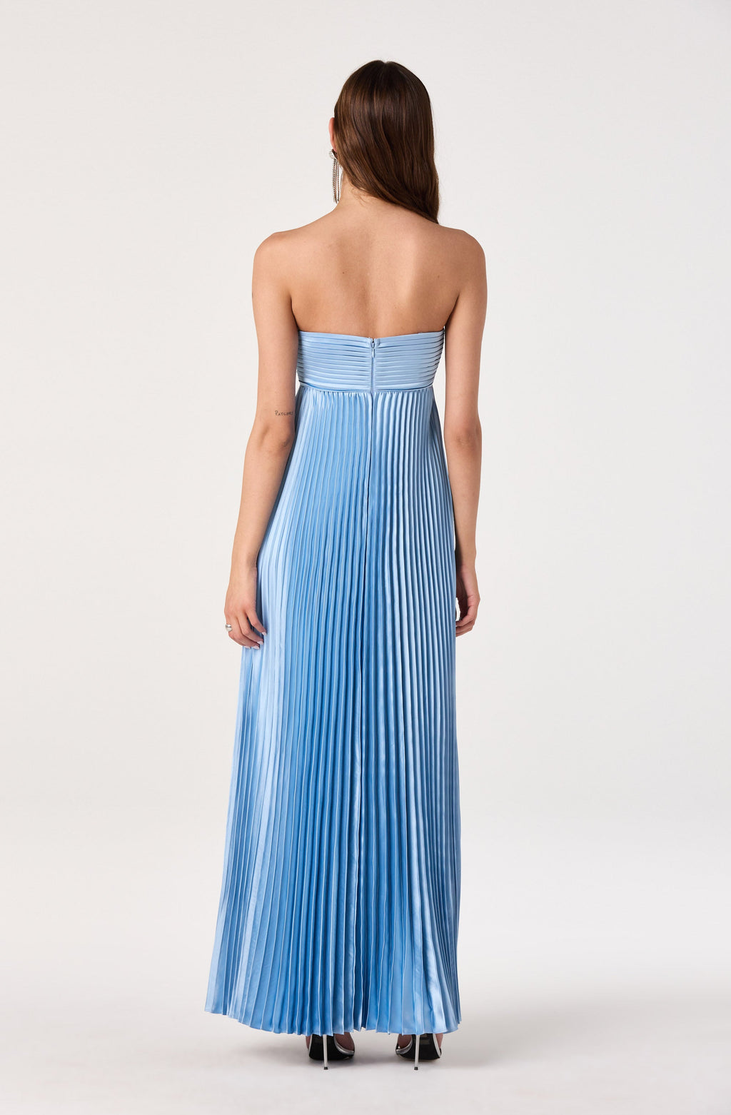 Cyrina Plissé Strapless Maxi Gown